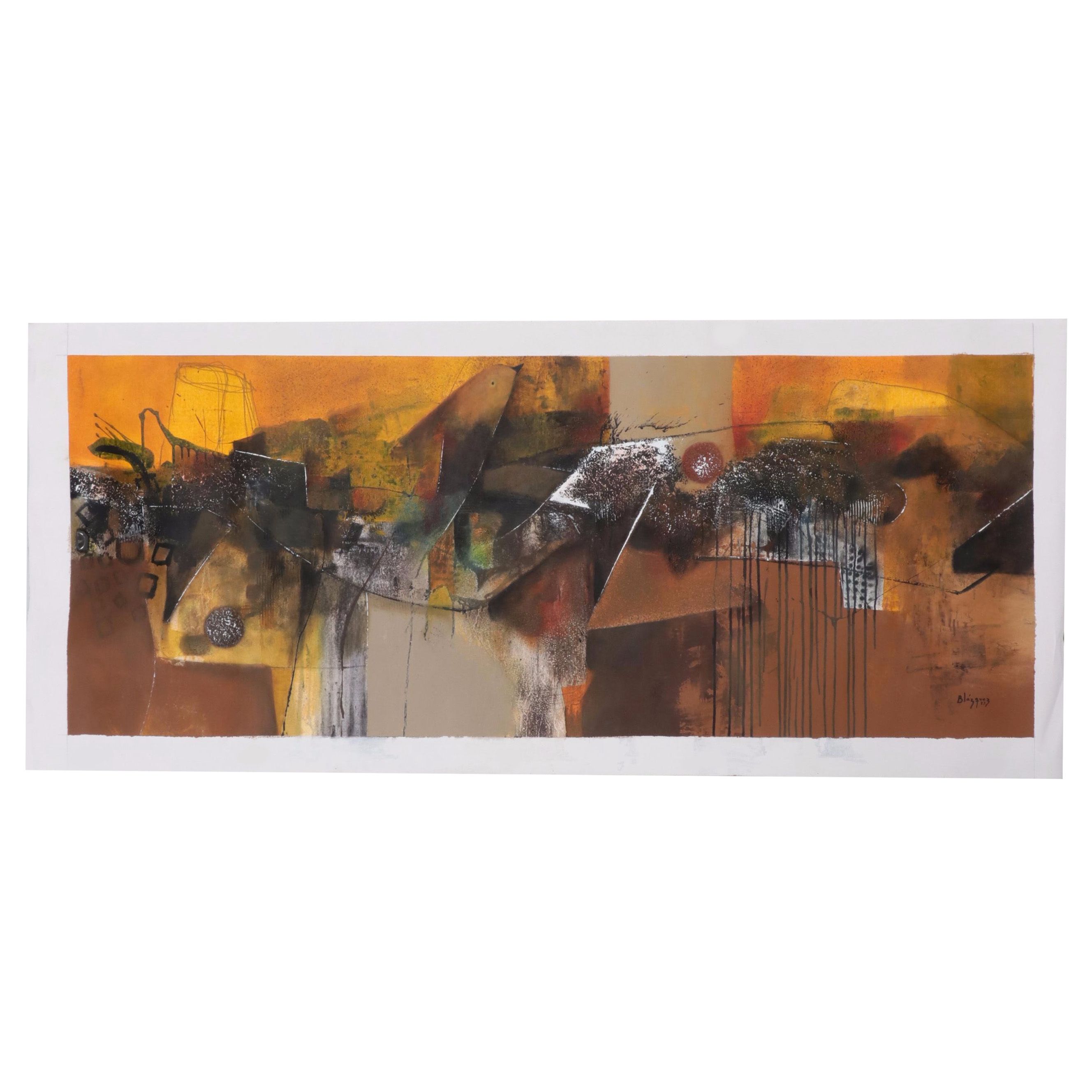 Michel Blázquez Mixed Media Painting "The Swallow and the Deer," 2023