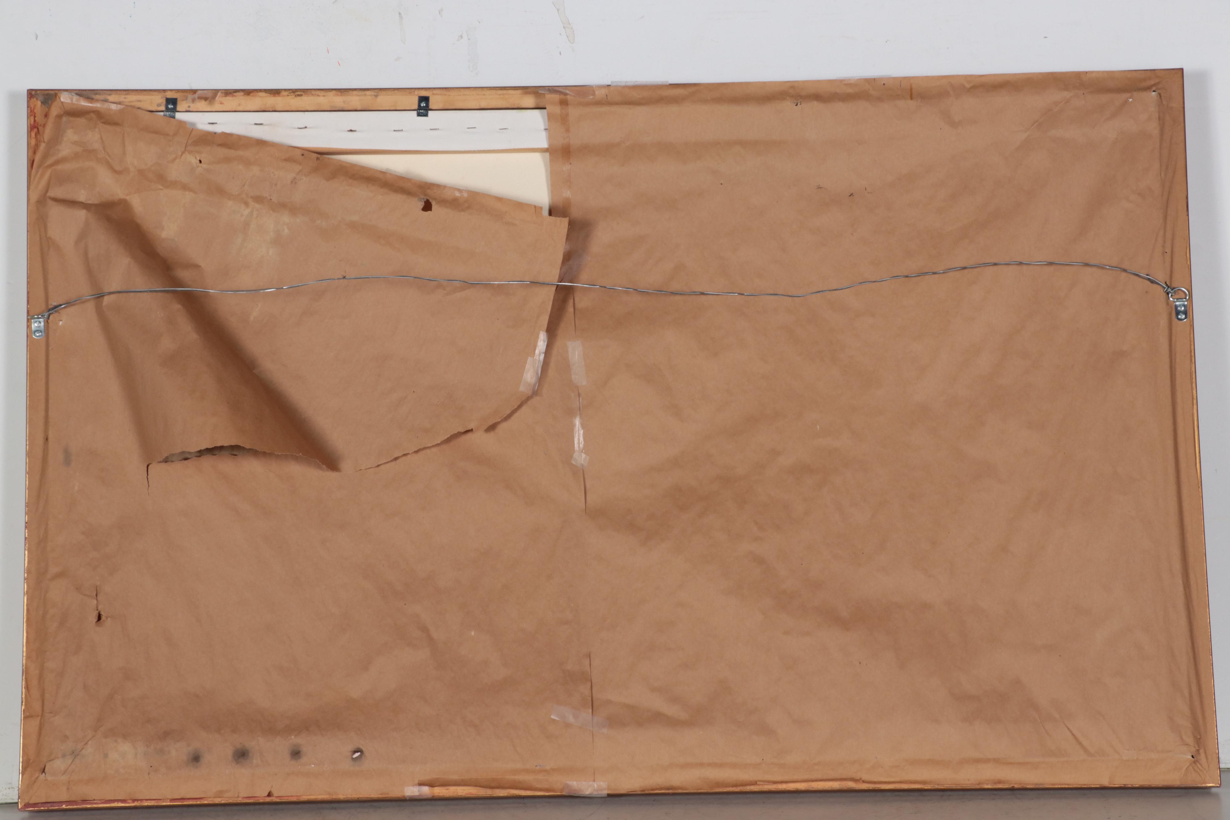 Oil Painting of Anthropomorphic Cats in Landscape of Flowering Trees