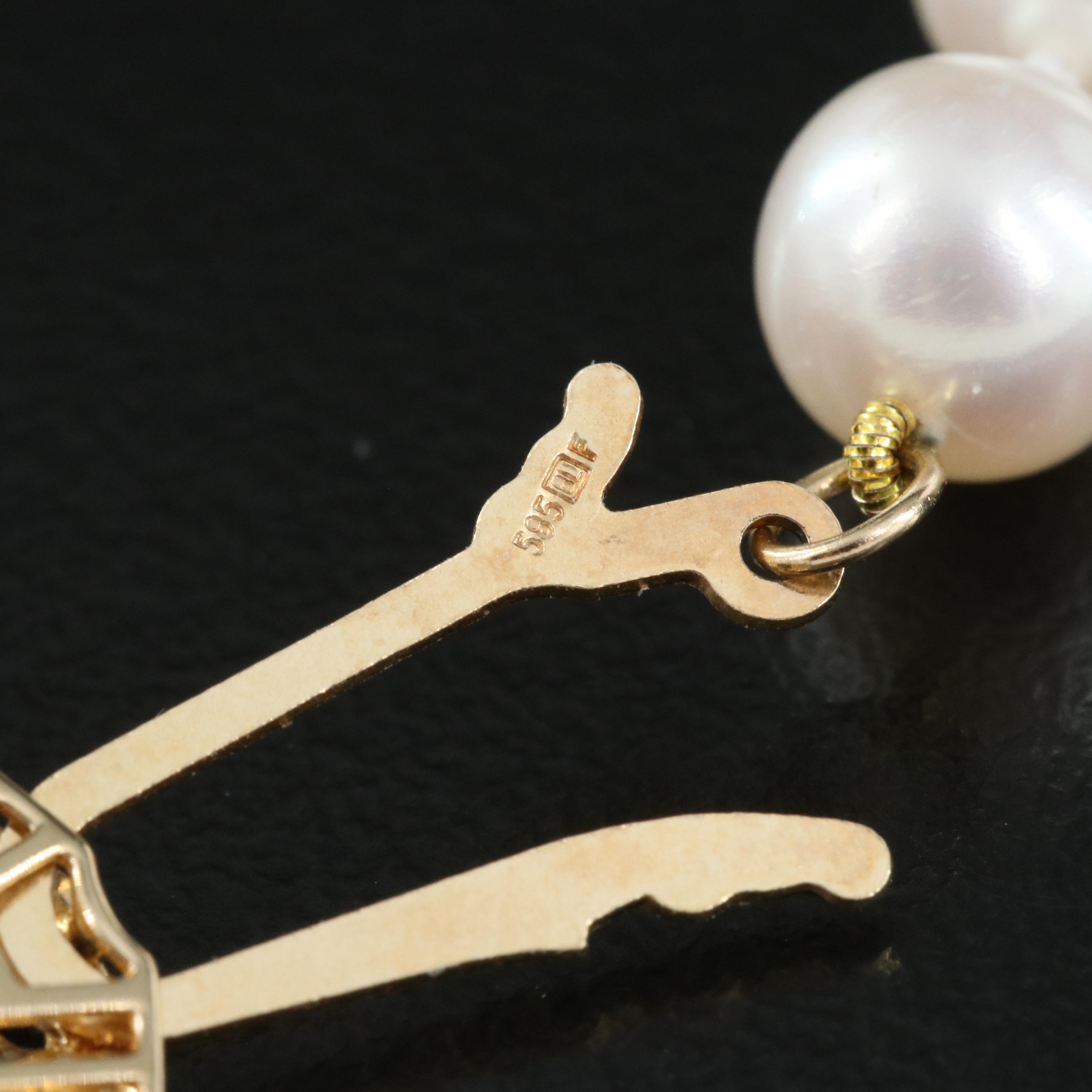 Sea Magic by Blue Lagoon for Mikimoto USA 14K Pearl Necklace and Stud Earrings