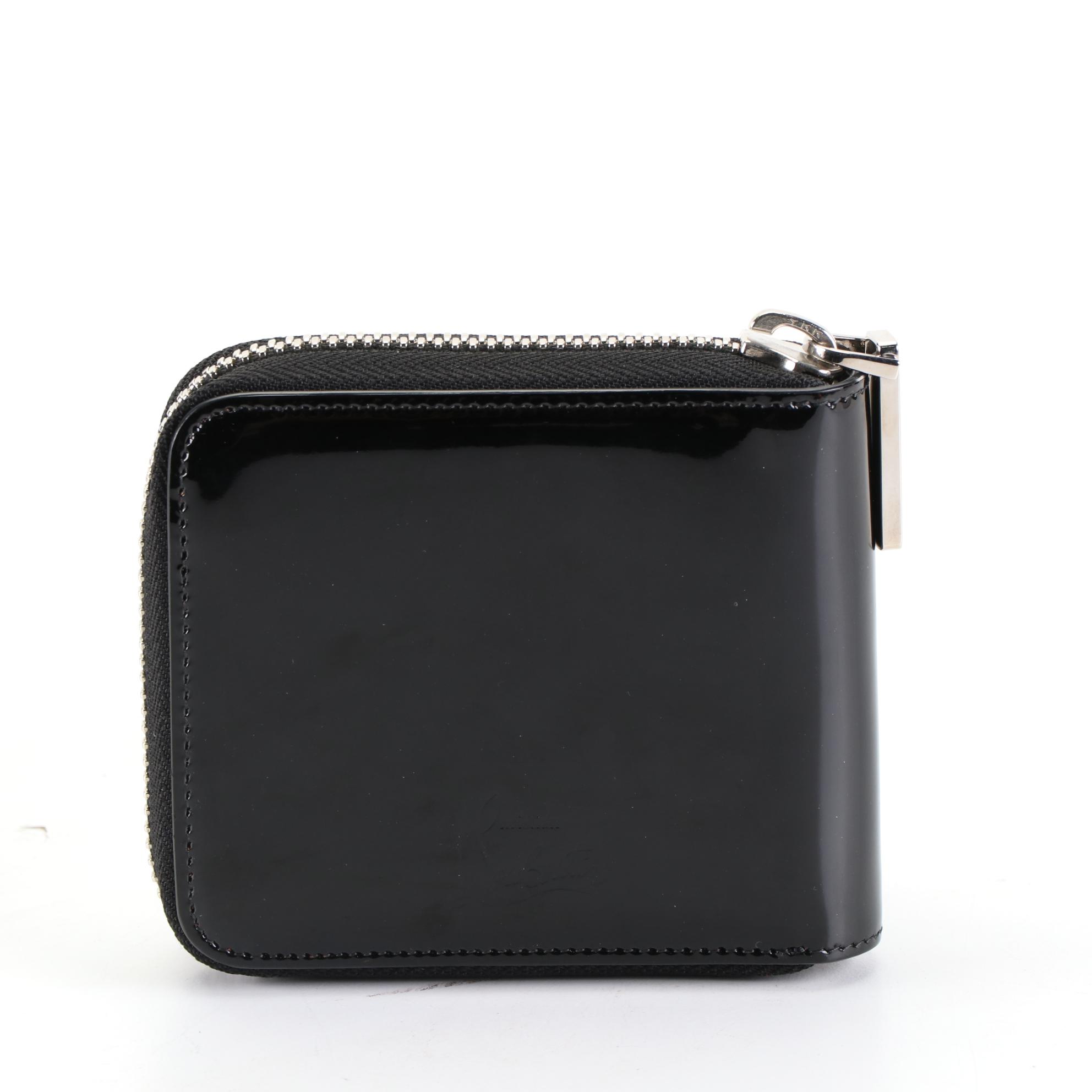 Christian Louboutin Panettone Wallet in Black Patent Leather and Multicolor Stud