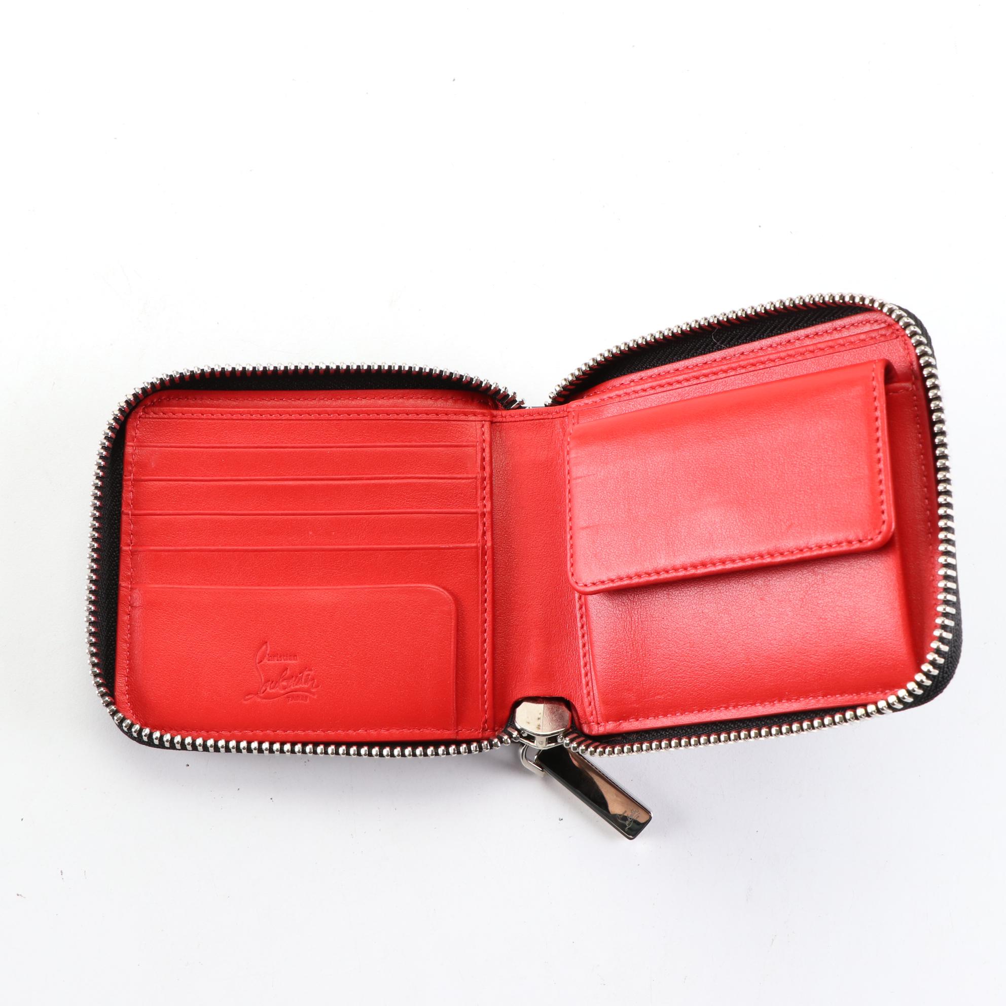 Christian Louboutin Panettone Wallet in Black Patent Leather and Multicolor Stud