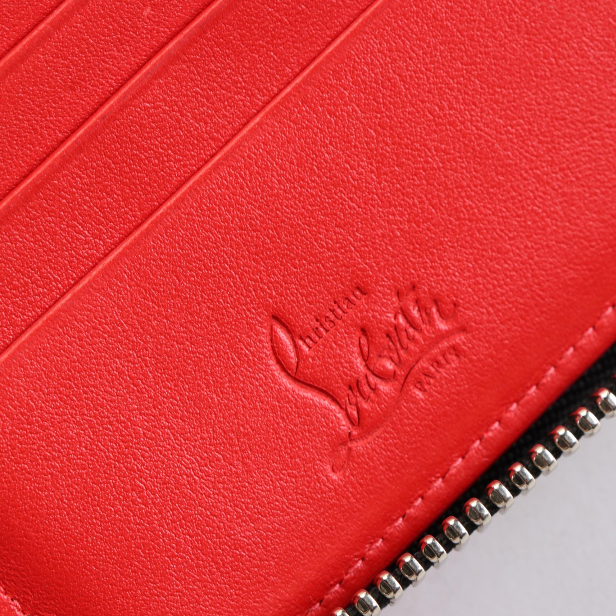 Christian Louboutin Panettone Wallet in Black Patent Leather and Multicolor Stud