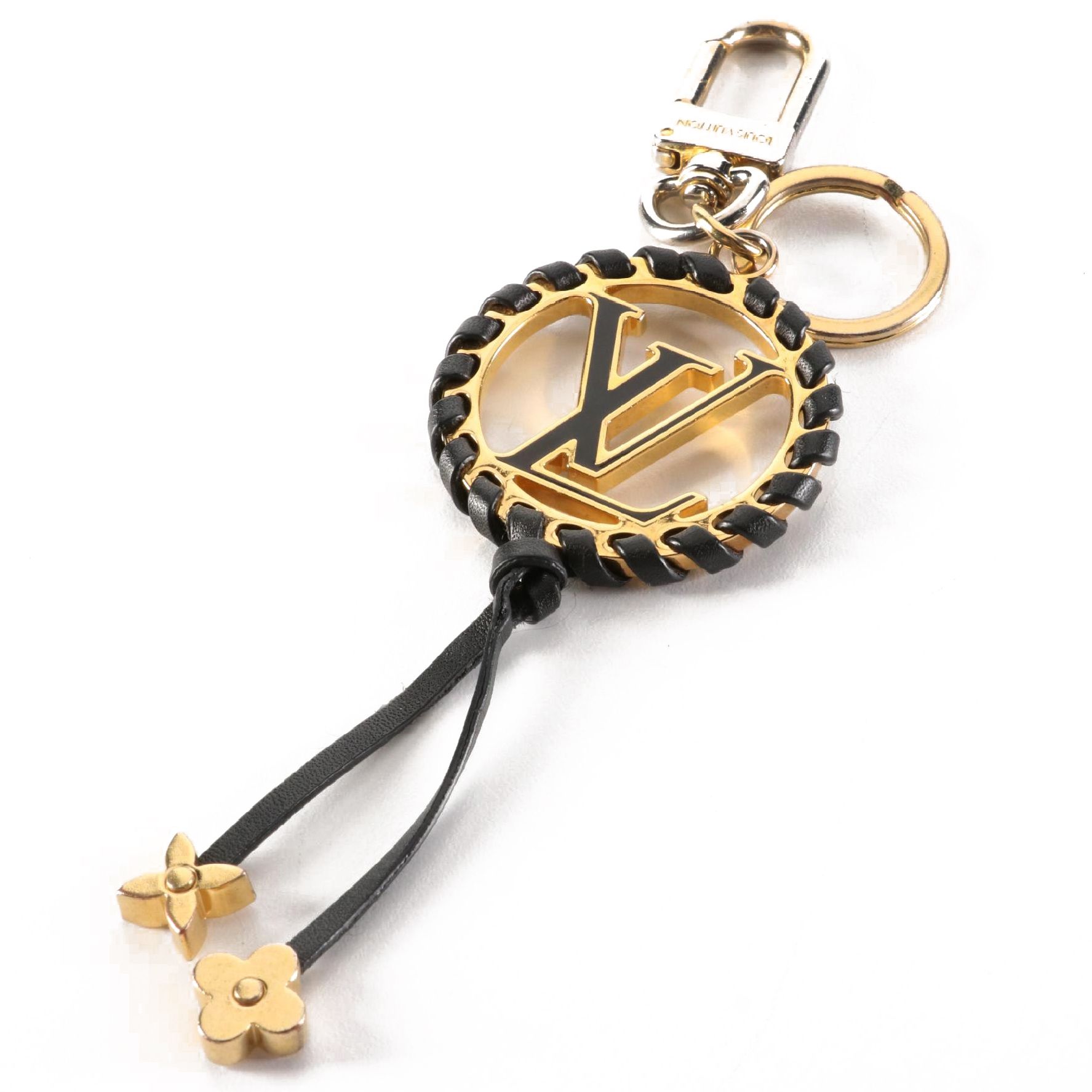 Louis Vuitton Very Bag Charm/Key Holder in Gold Tone Metal and Leather with Box