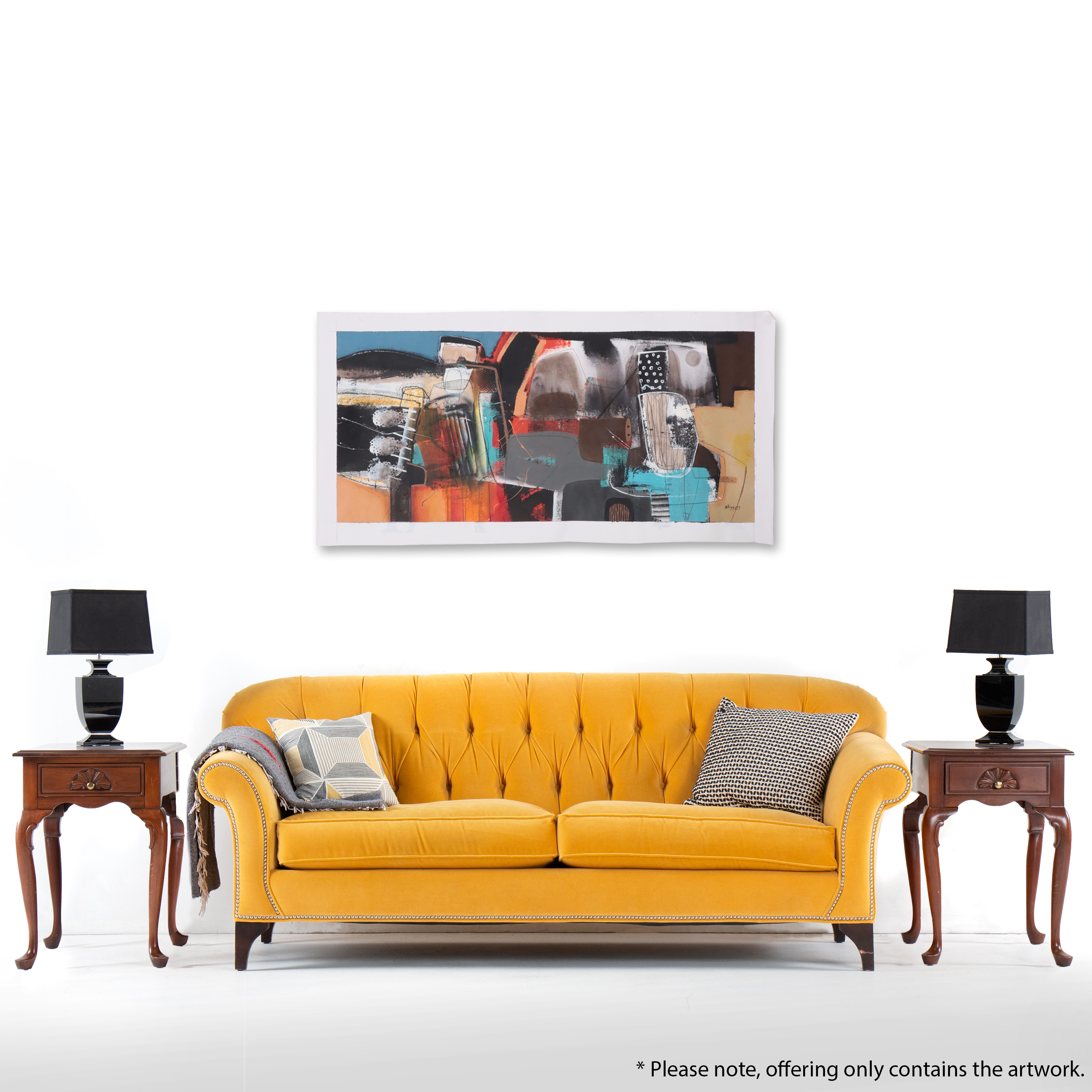 Michel Blázque Mixed Media Painting "Abstract Landscape 'La Rivera'," 2023