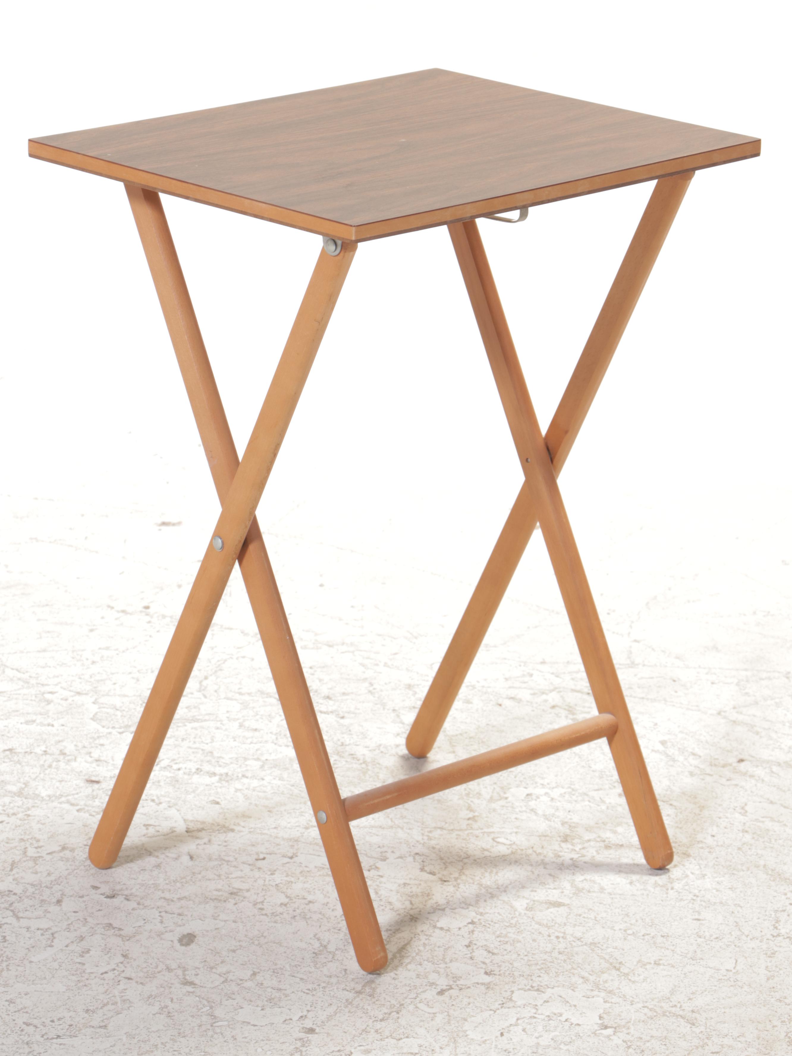 Scheibe Products Laminate and Wooden Television Trays, 1970s