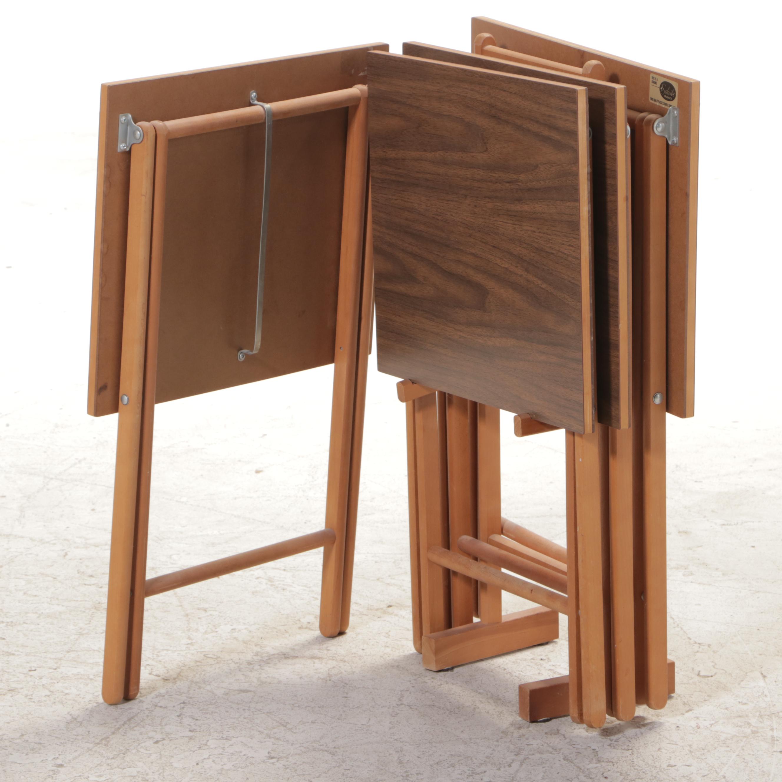 Scheibe Products Laminate and Wooden Television Trays, 1970s