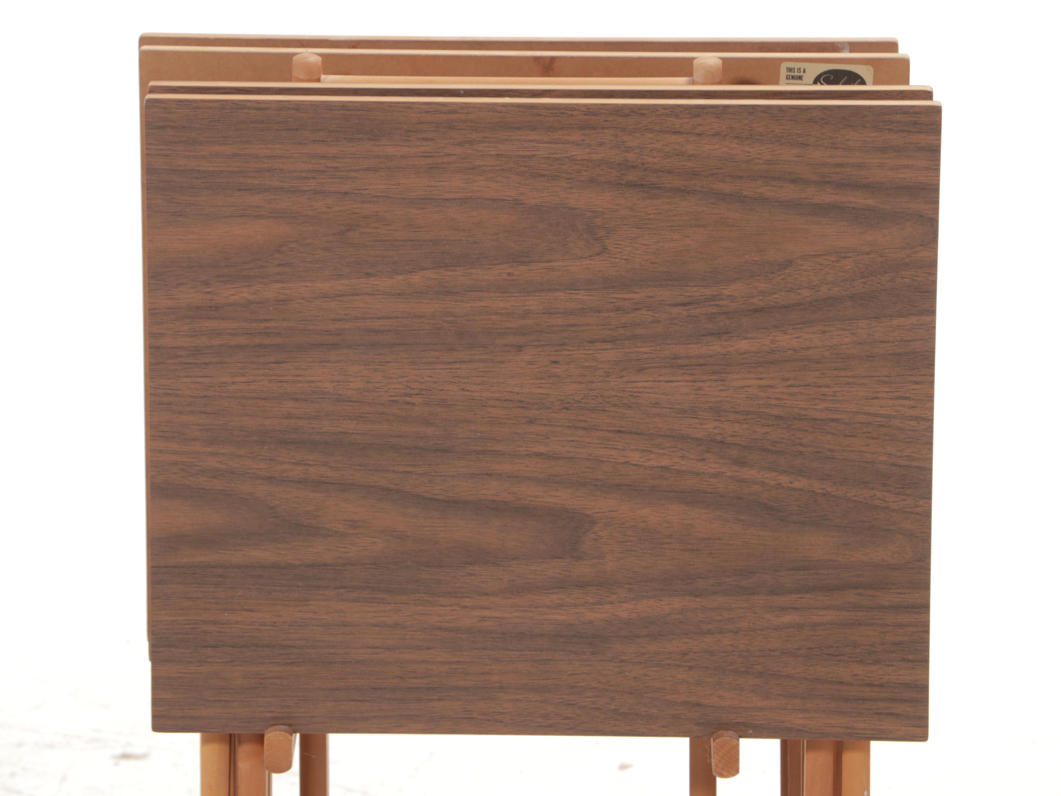 Scheibe Products Laminate and Wooden Television Trays, 1970s