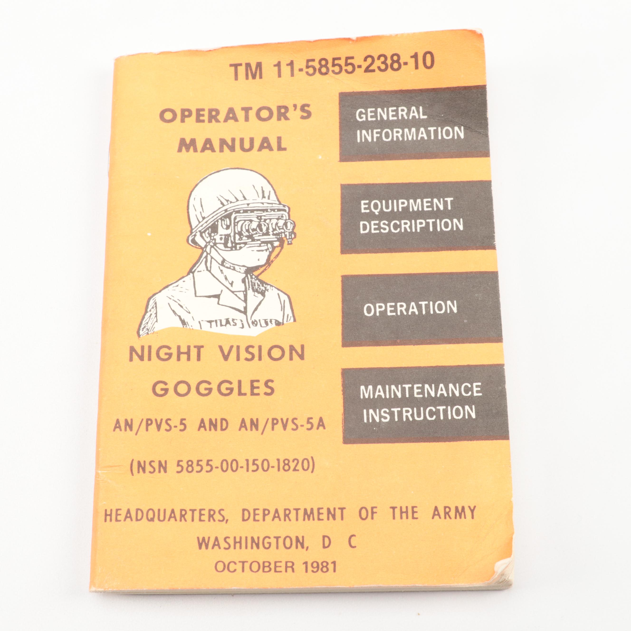 U.S. Army Night Vision Goggles with Manual