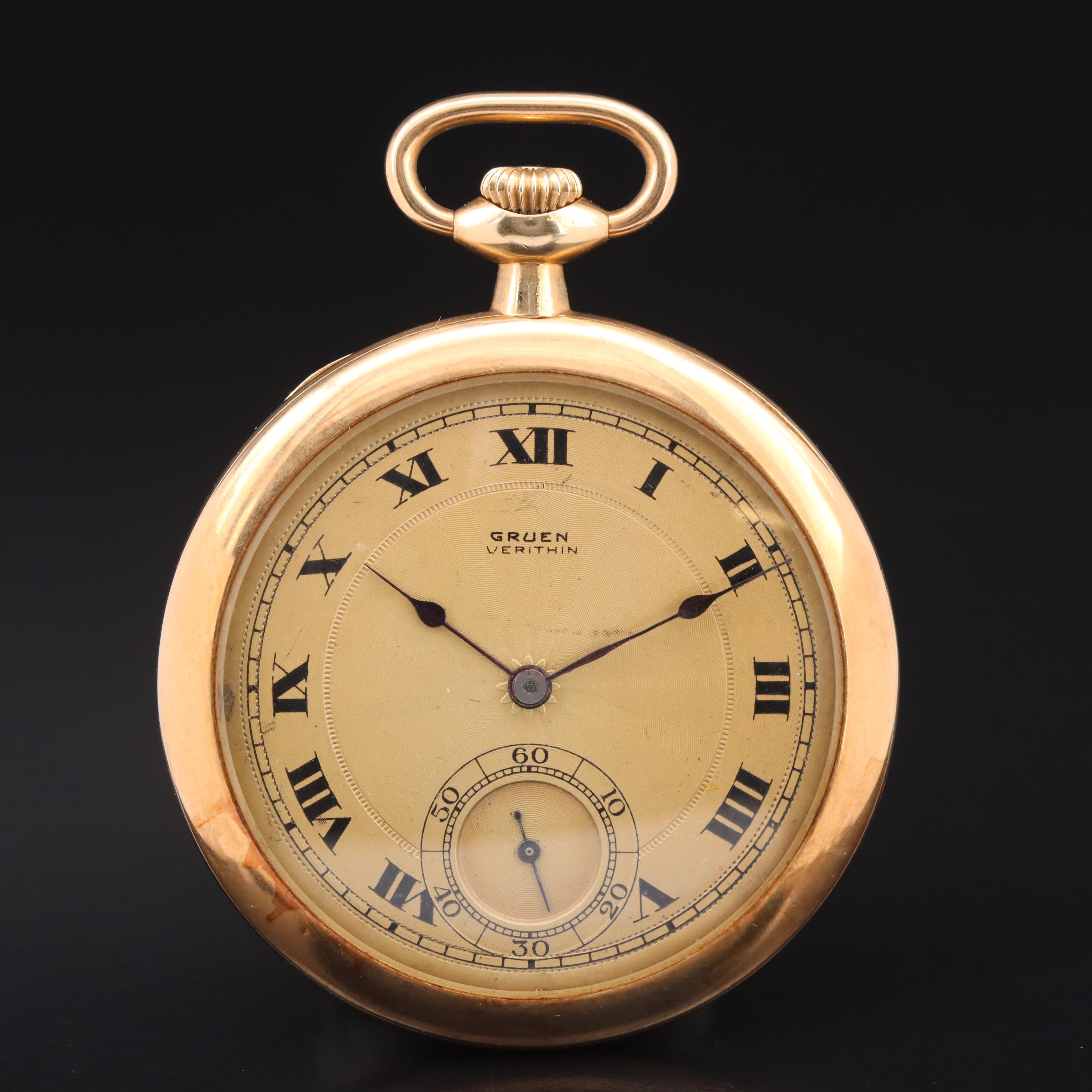 14K Gruen Veri-Thin Antique Pocket Watch