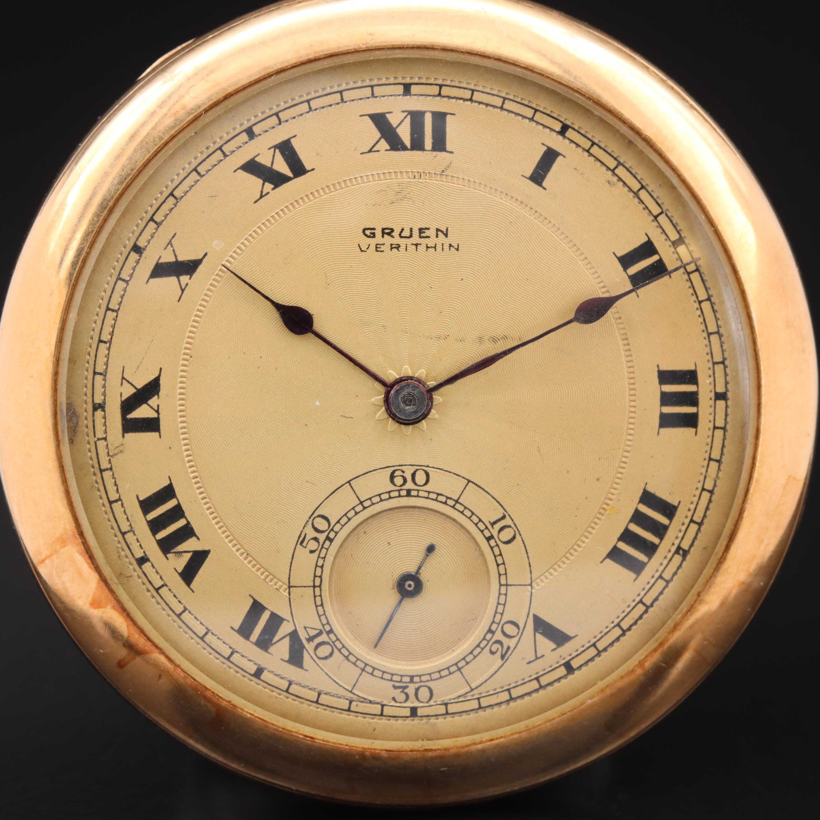 14K Gruen Veri-Thin Antique Pocket Watch