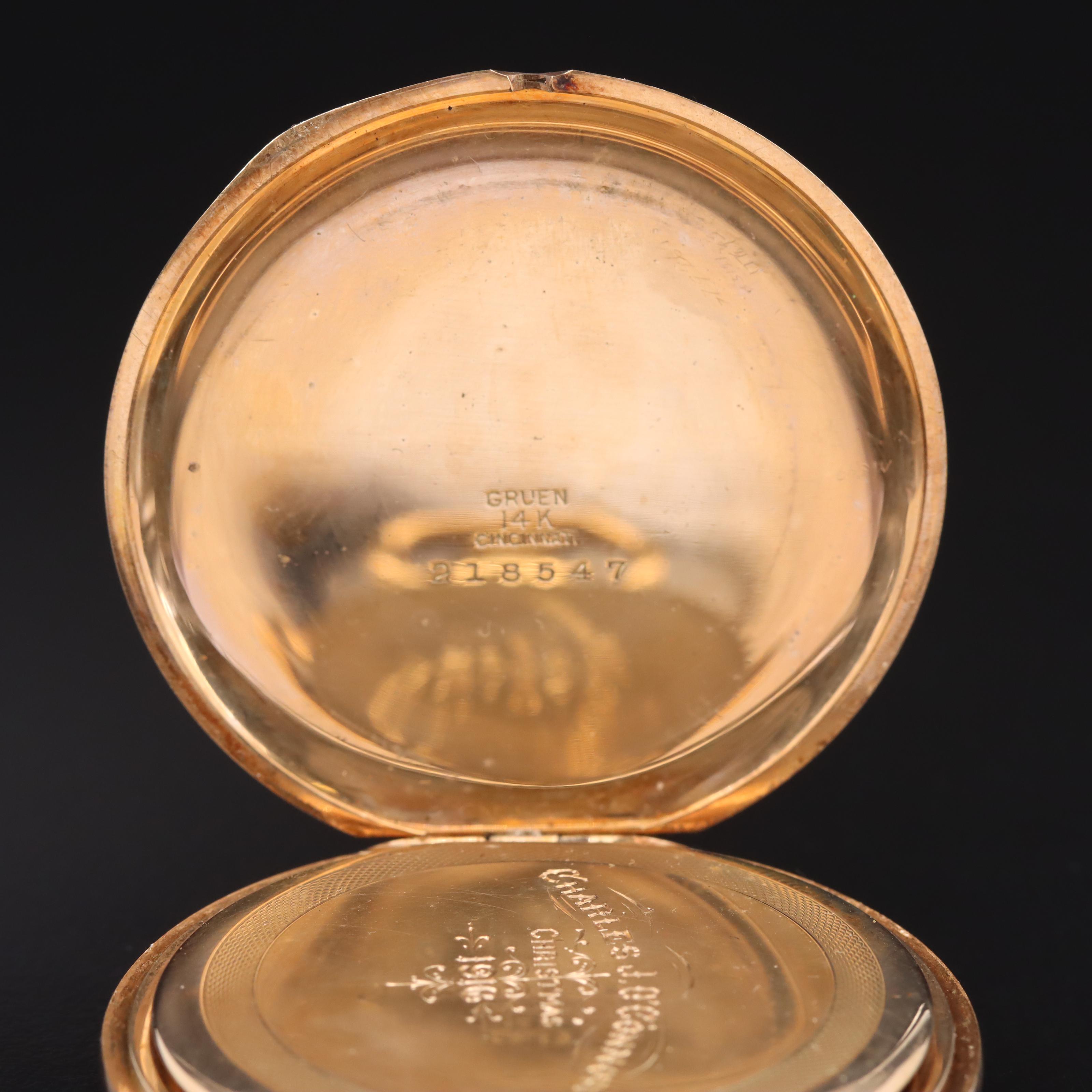 14K Gruen Veri-Thin Antique Pocket Watch