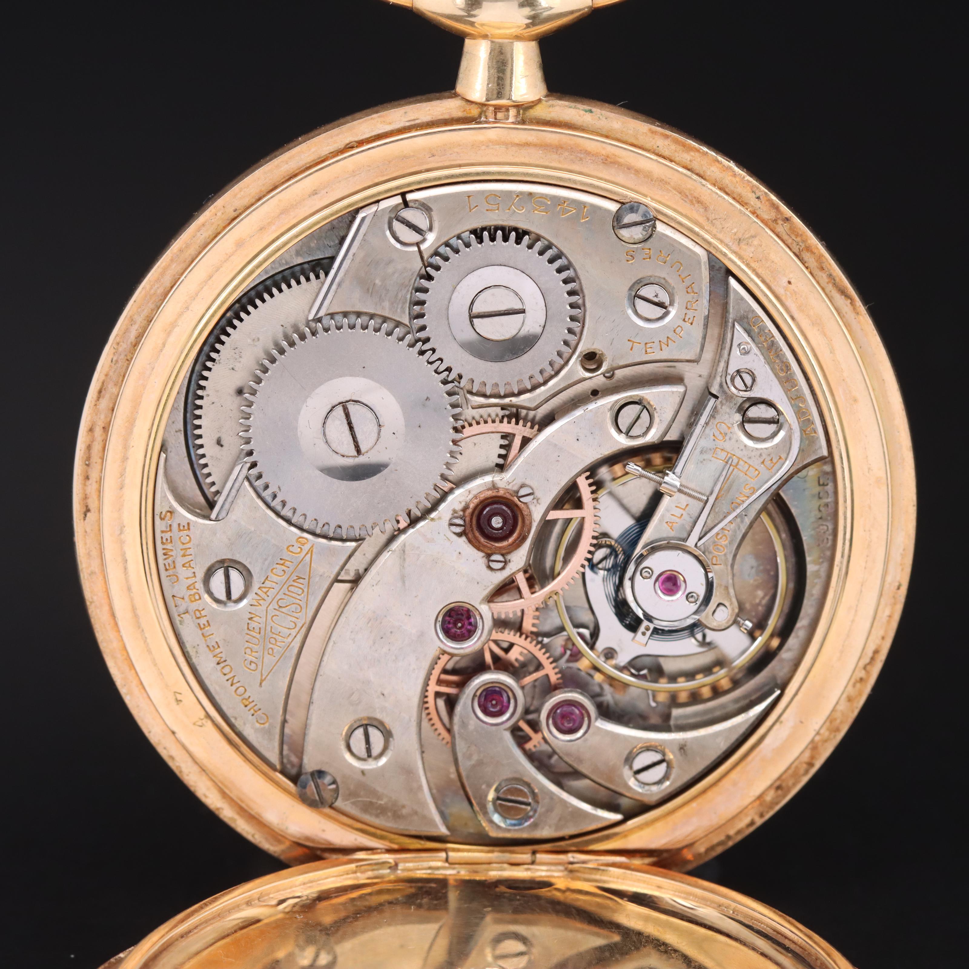14K Gruen Veri-Thin Antique Pocket Watch
