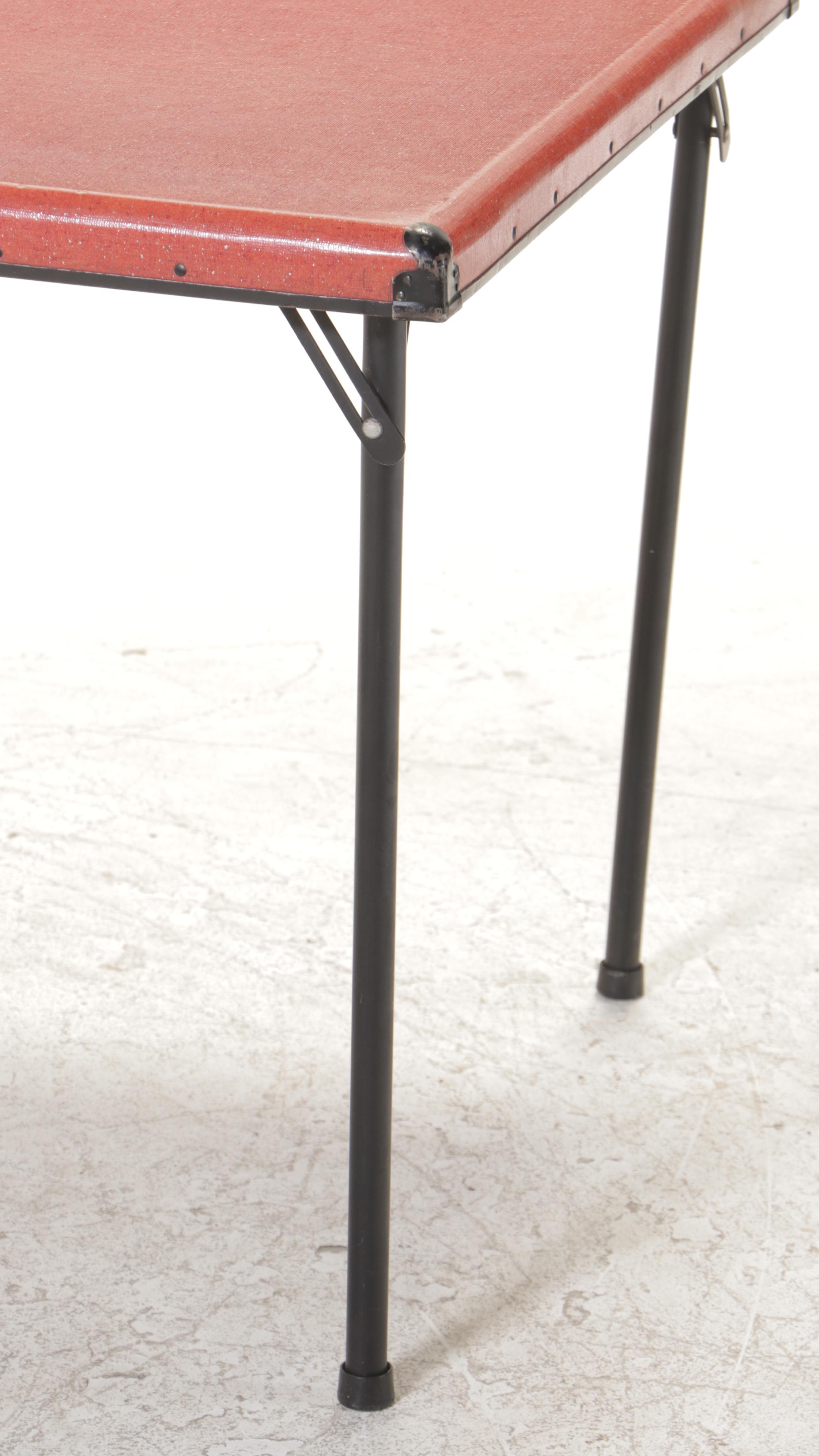 Folding Metal Card Table and Chairs, Mid to Late 20th Century