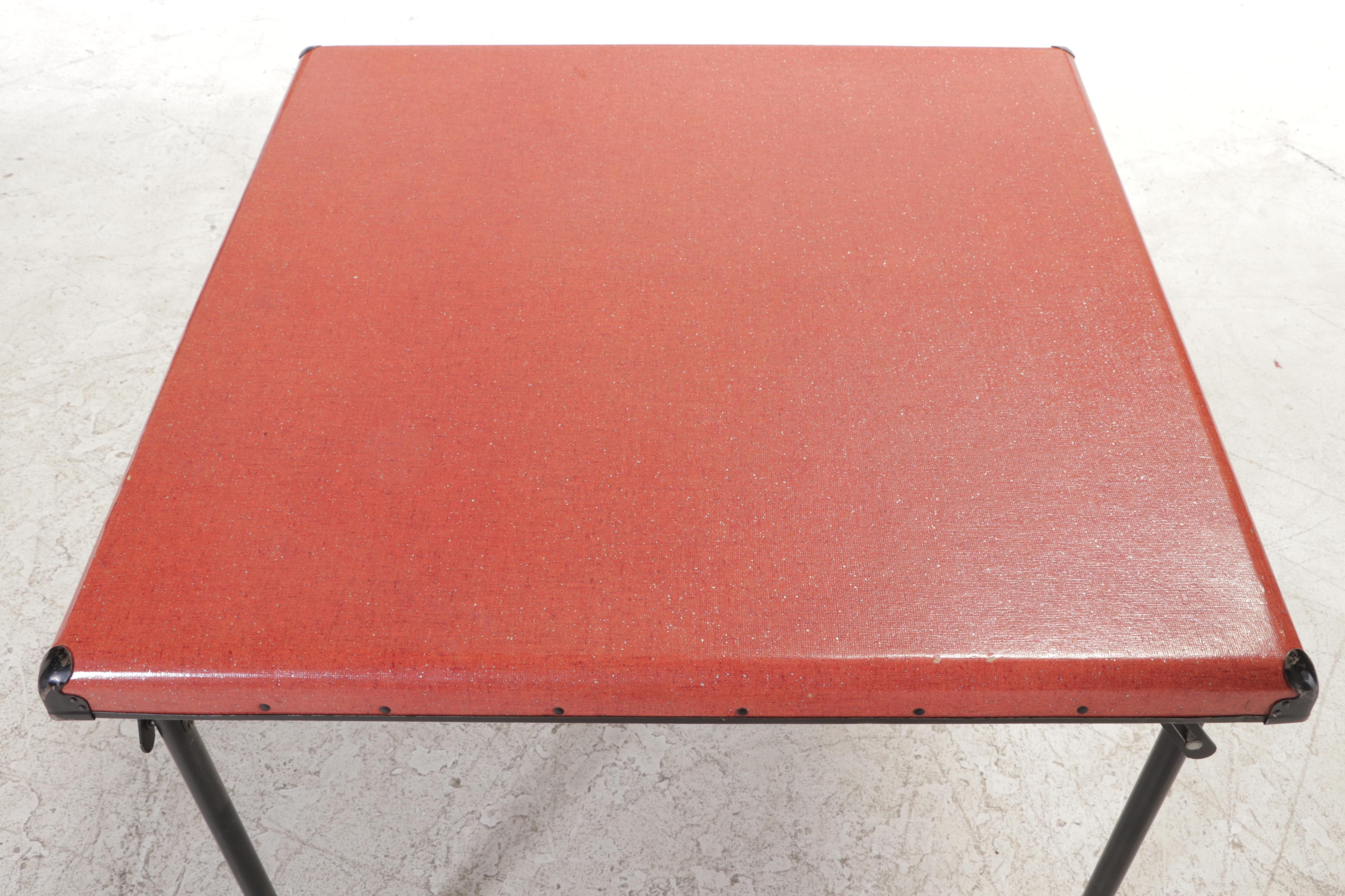 Folding Metal Card Table and Chairs, Mid to Late 20th Century