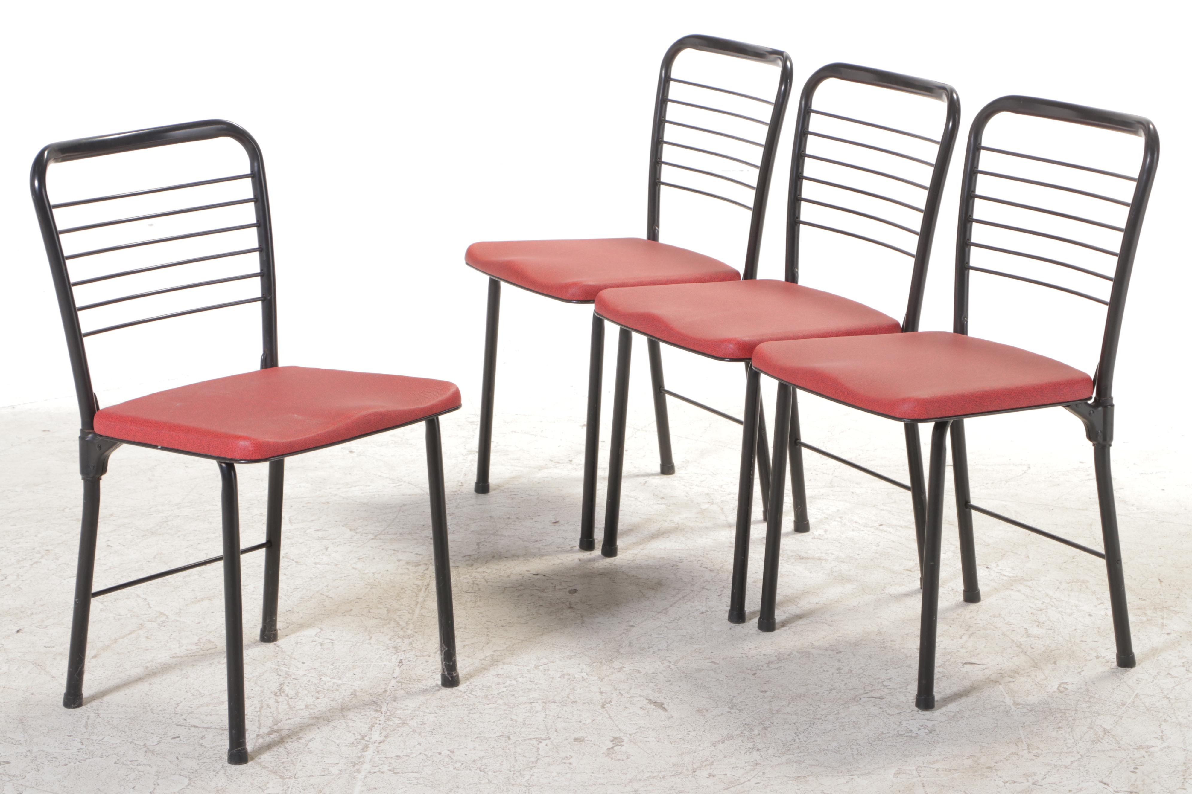 Folding Metal Card Table and Chairs, Mid to Late 20th Century