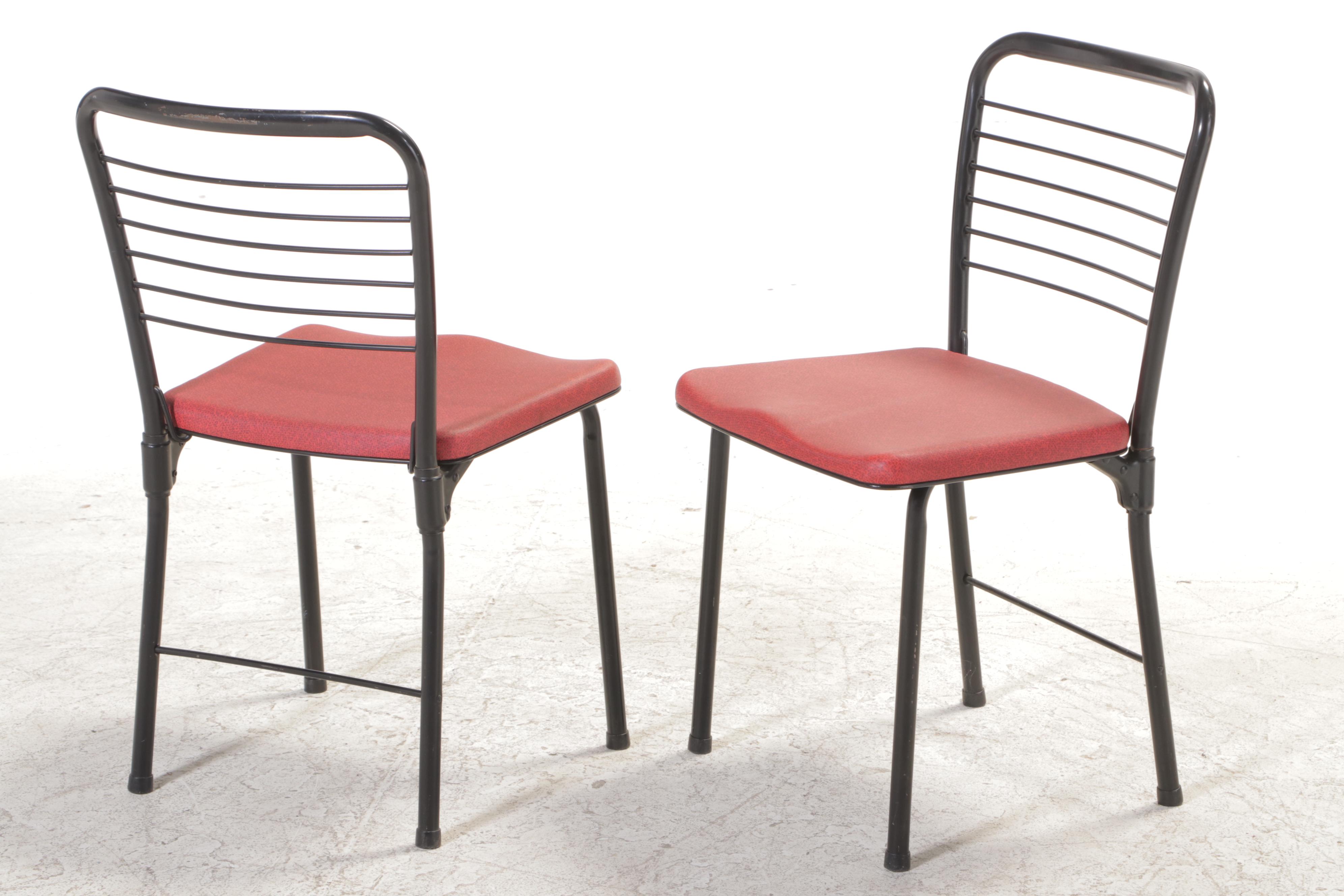 Folding Metal Card Table and Chairs, Mid to Late 20th Century