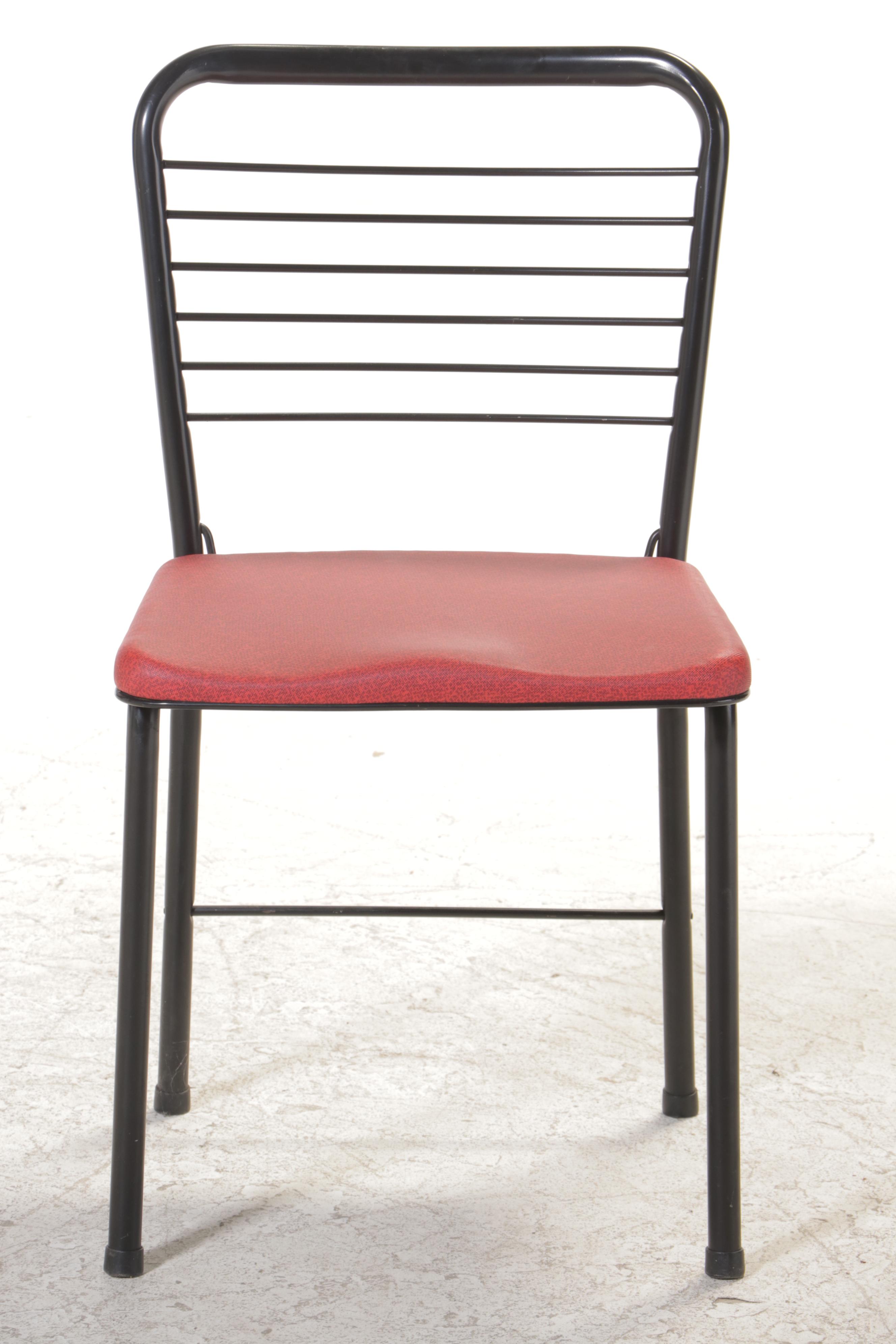 Folding Metal Card Table and Chairs, Mid to Late 20th Century