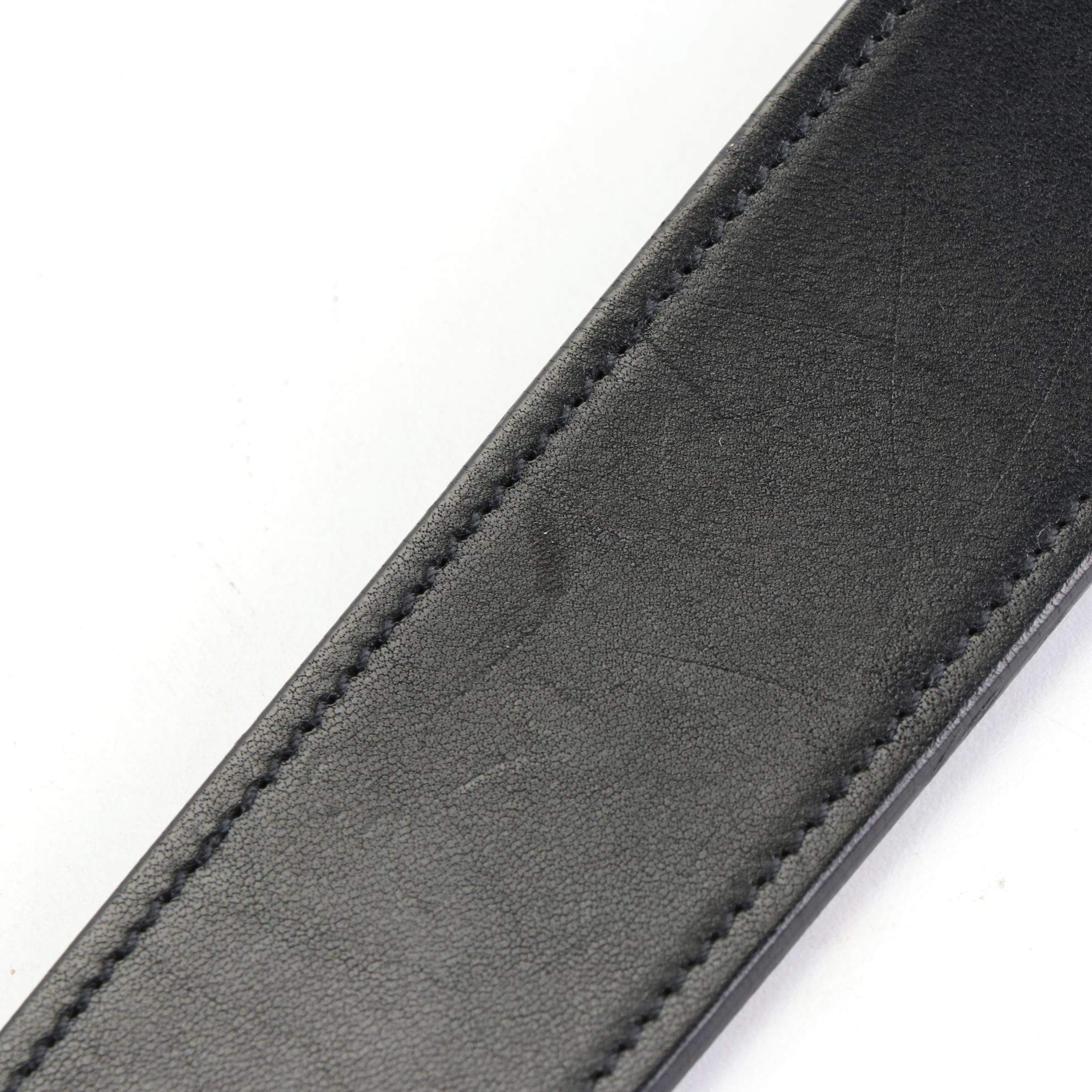 Gucci Black Leather Belt with Interlocking GG Buckle