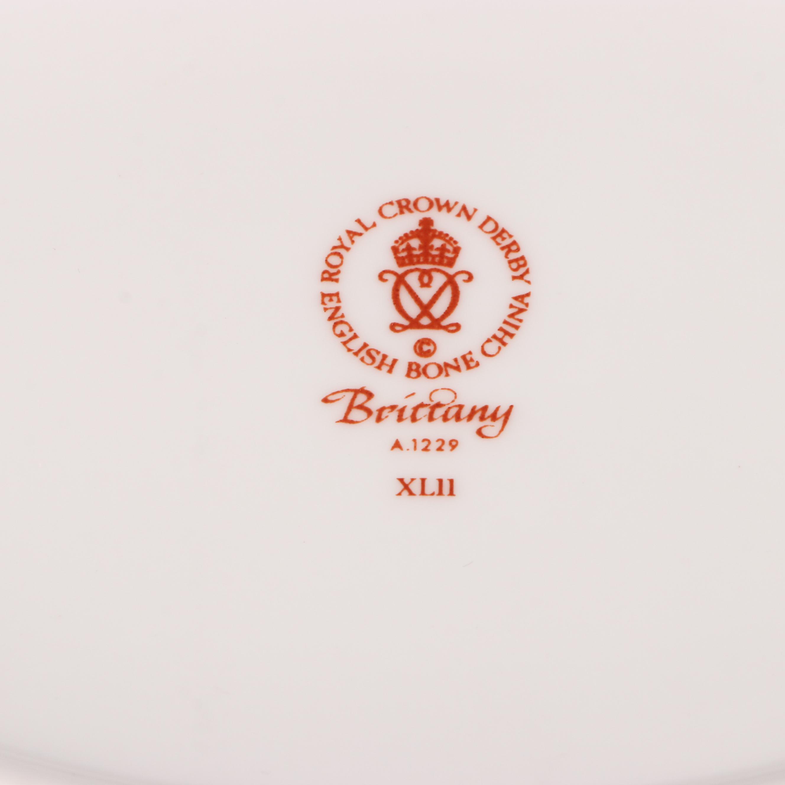 Royal Crown Derby "Brittany" Bone China Dinnerware, 1960–1997