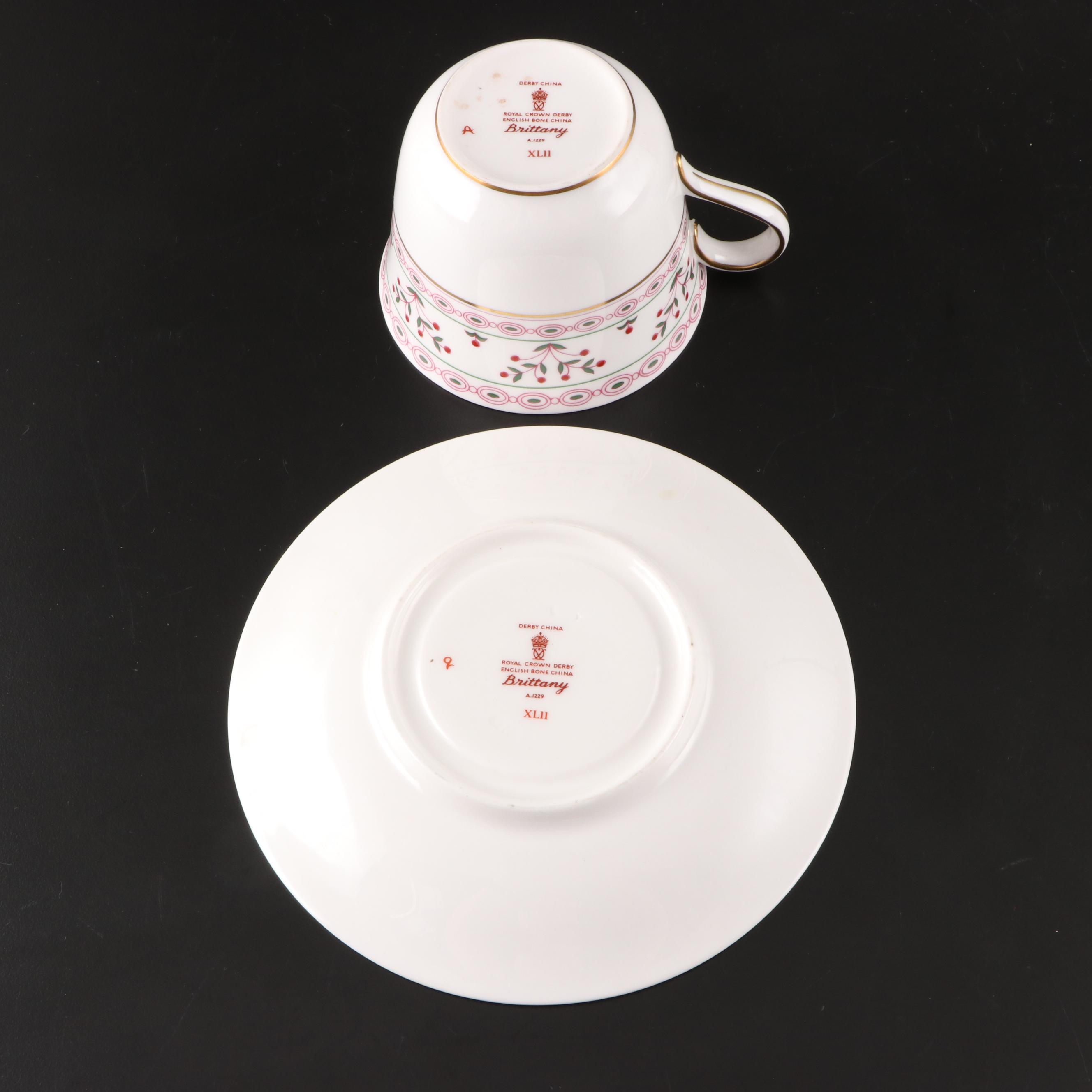 Royal Crown Derby "Brittany" Bone China Dinnerware, 1960–1997