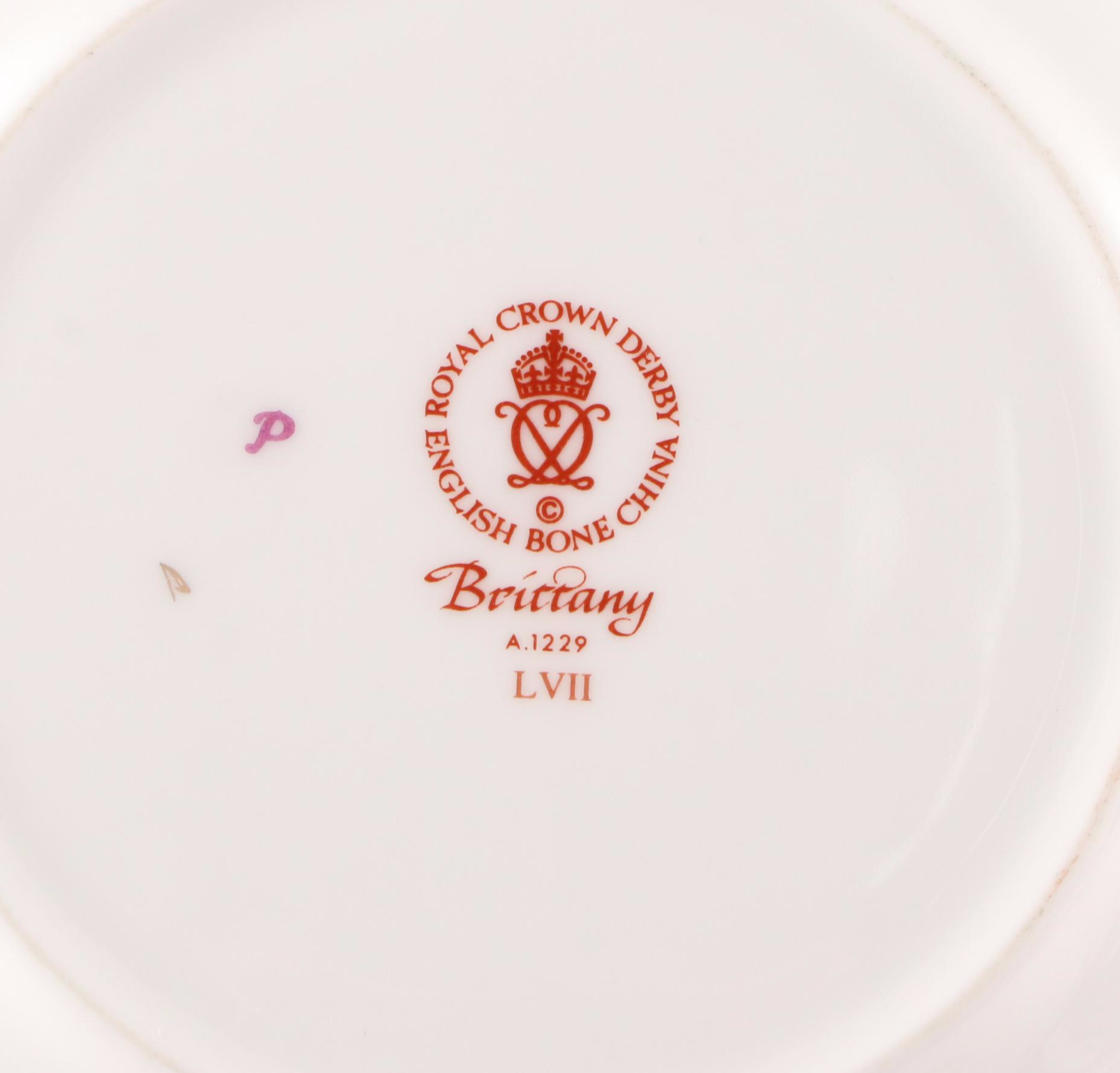 Royal Crown Derby "Brittany" Bone China Dinnerware, 1960–1997