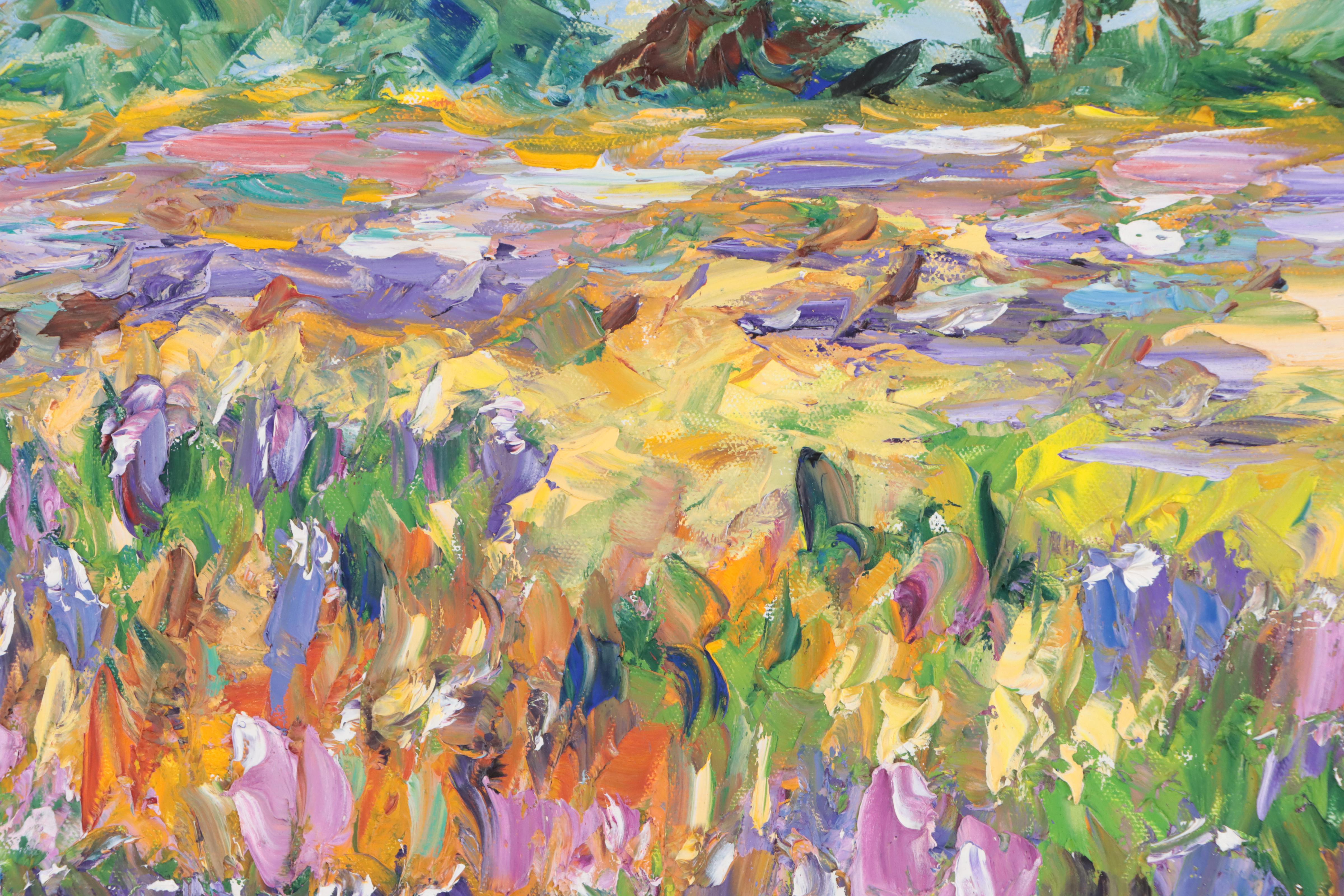 Karen Rolfes Impasto Oil Painting of Field of Flowers