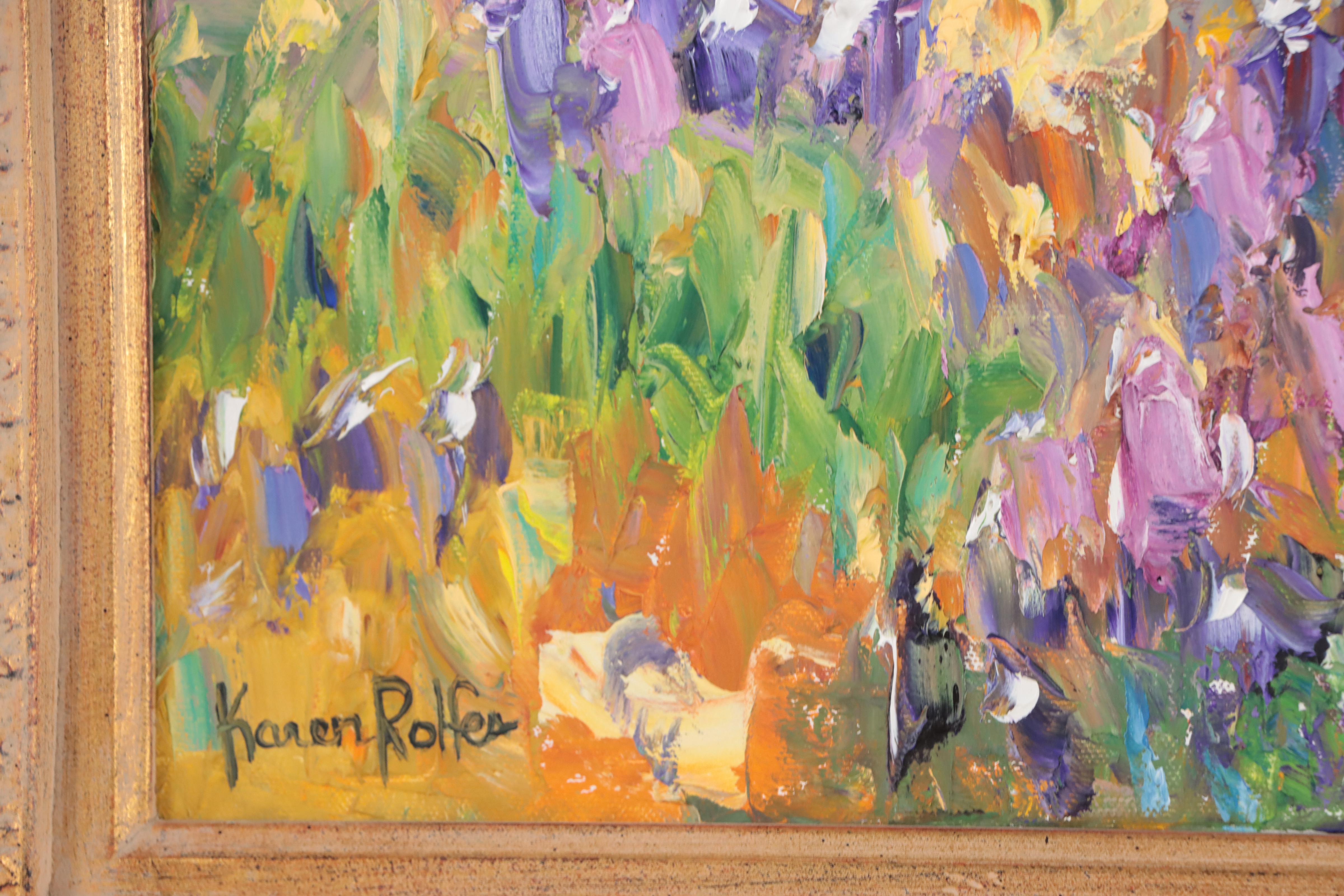 Karen Rolfes Impasto Oil Painting of Field of Flowers