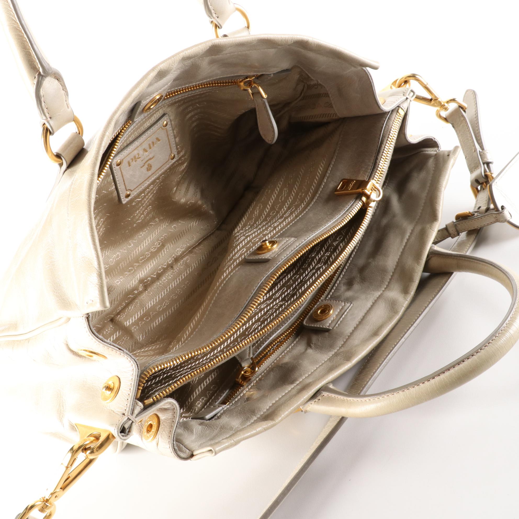 Prada Two-Way Handbag in Calfskin Leather