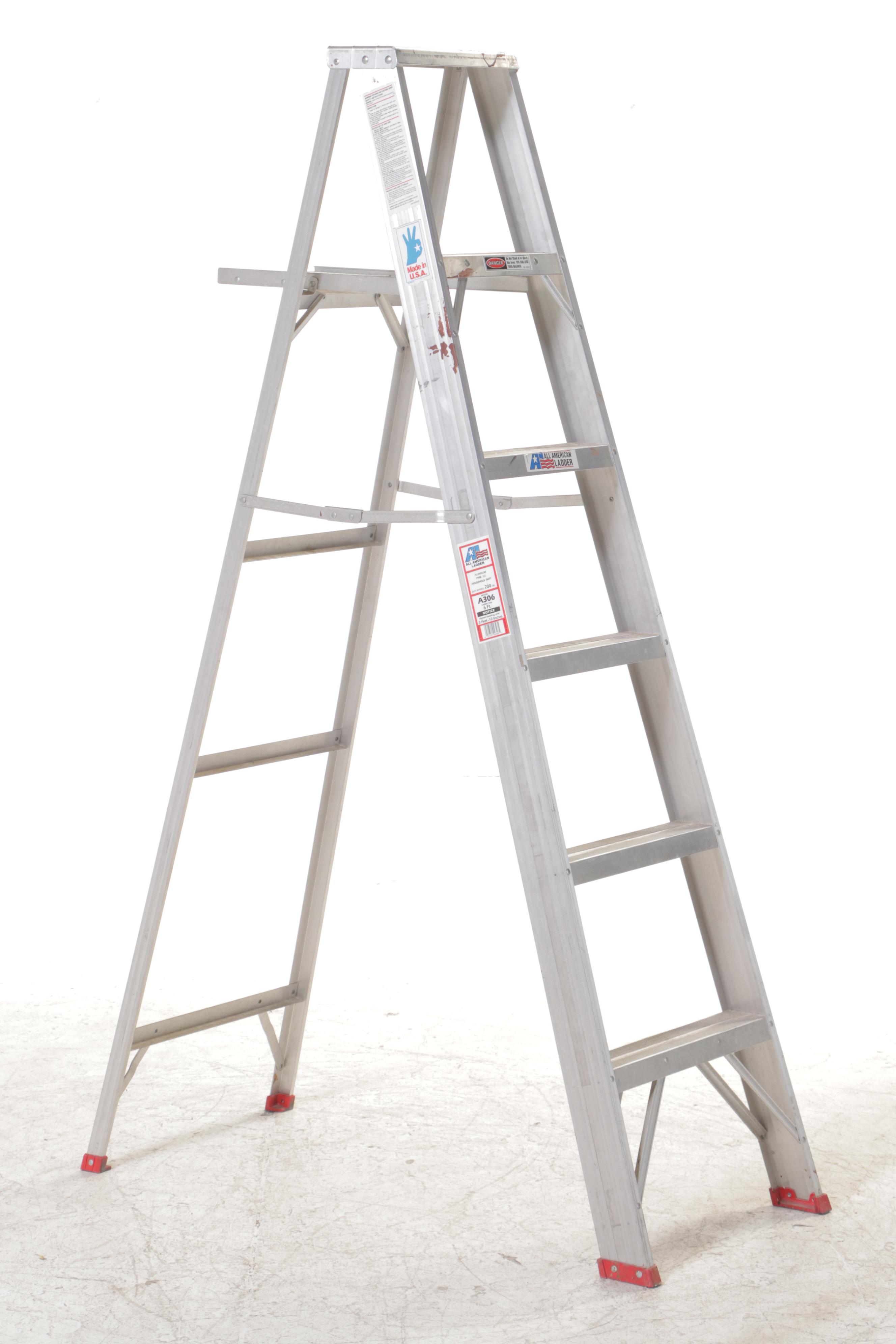 All-American Ladder 6' Aluminum Step Ladder With Cosco Step Stool