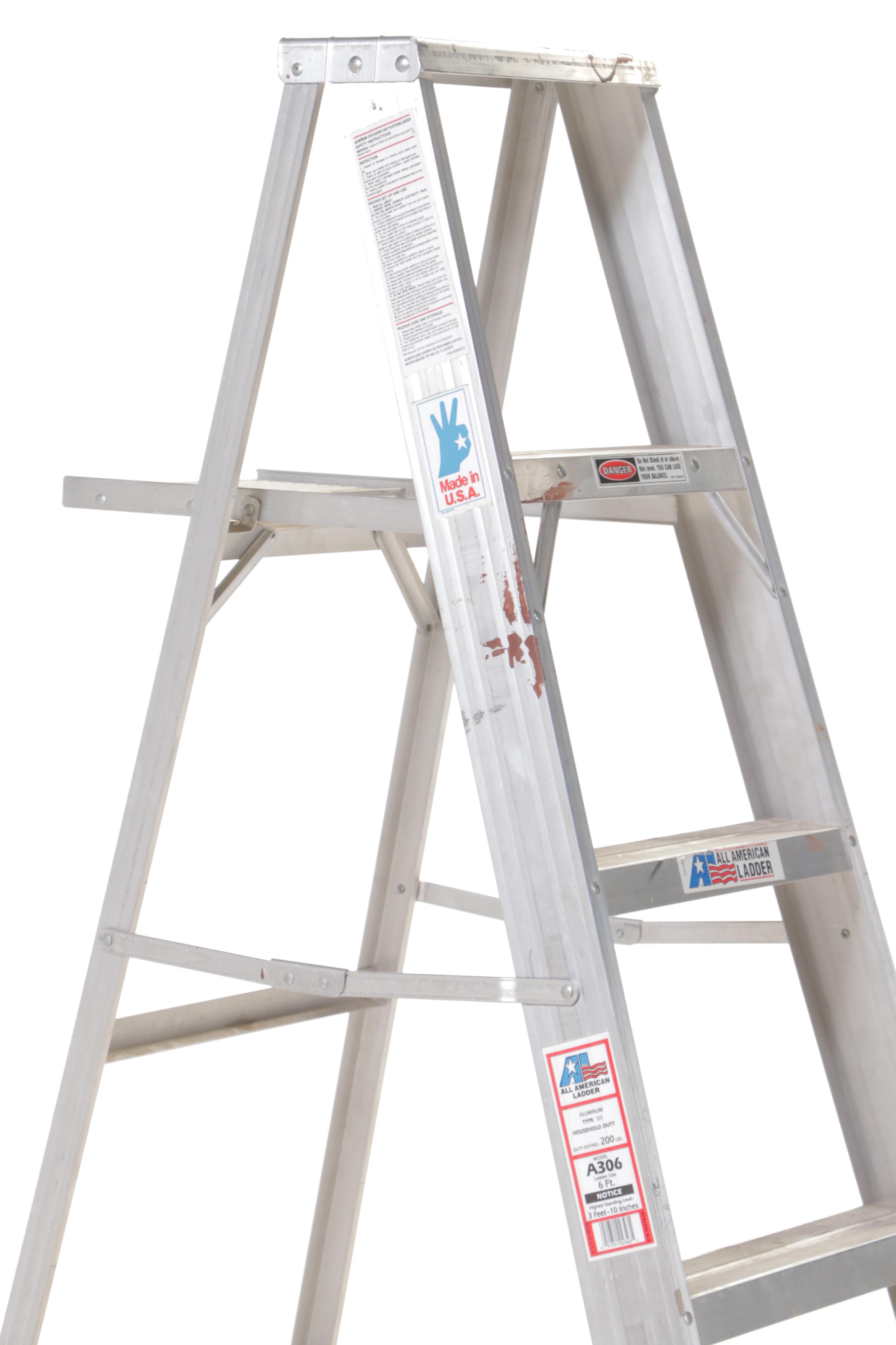 All-American Ladder 6' Aluminum Step Ladder With Cosco Step Stool