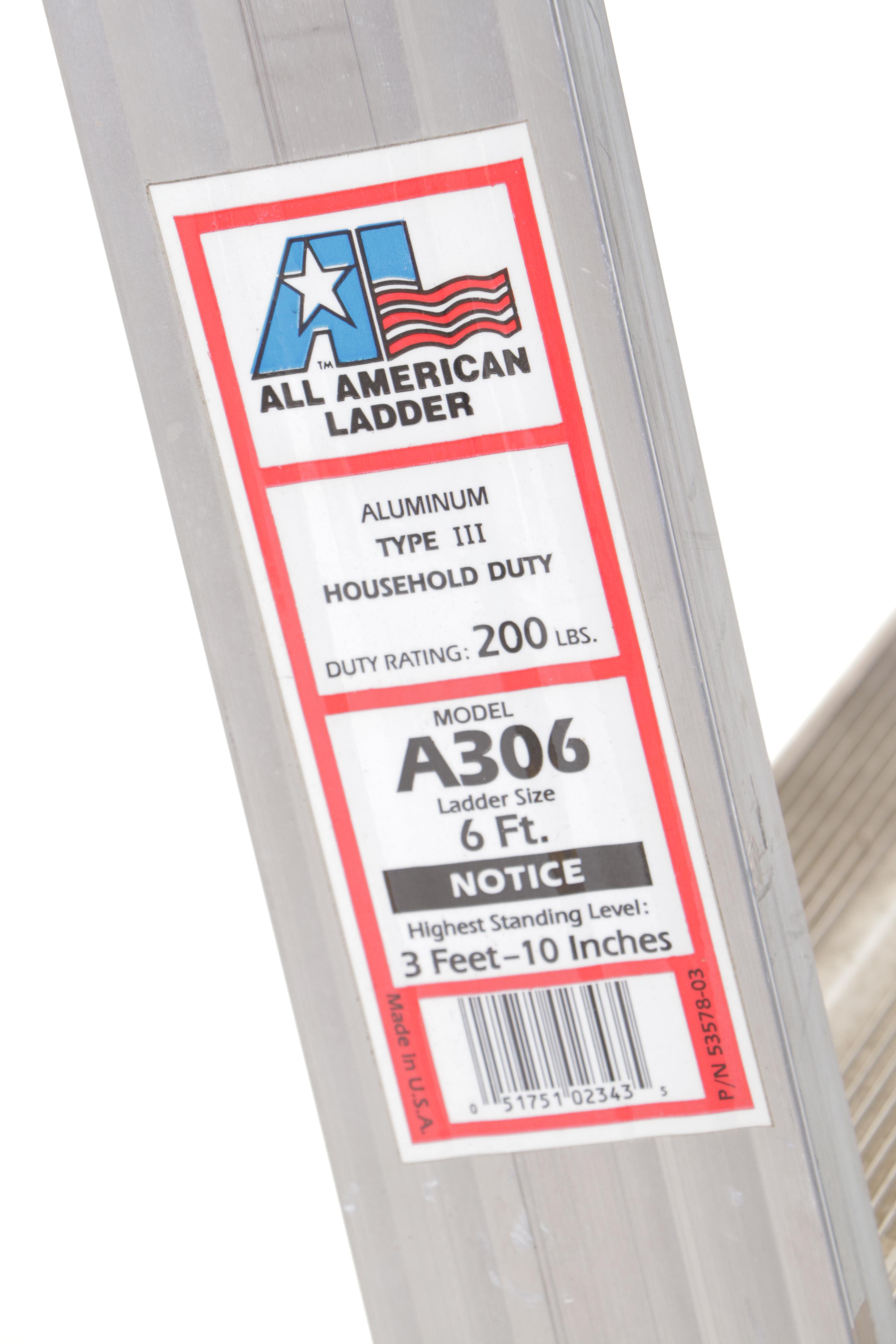 All-American Ladder 6' Aluminum Step Ladder With Cosco Step Stool