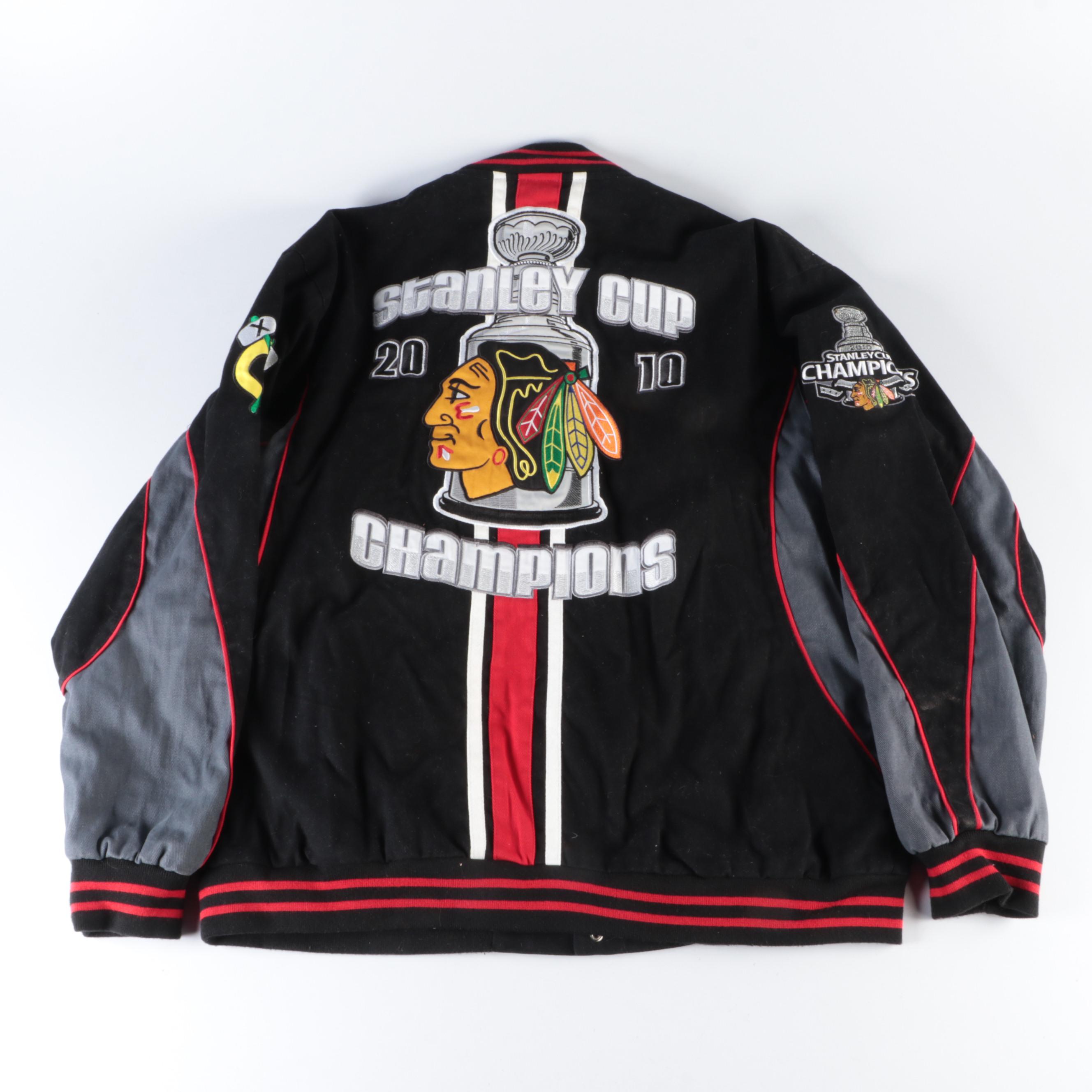 2010 Stanley Cup Champions Blackhawks Stitched Jacket with Bowman Hockey Cards