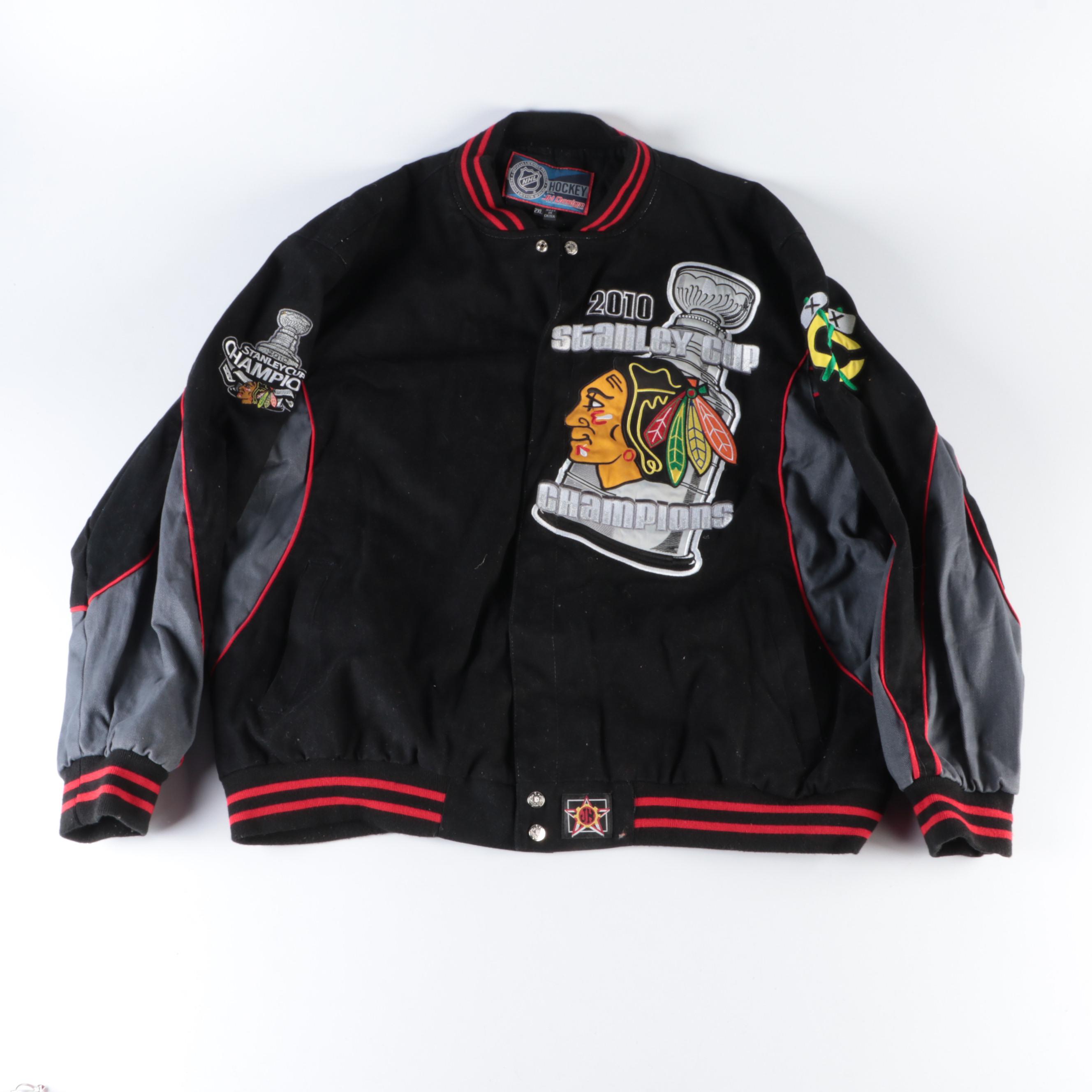 2010 Stanley Cup Champions Blackhawks Stitched Jacket with Bowman Hockey Cards