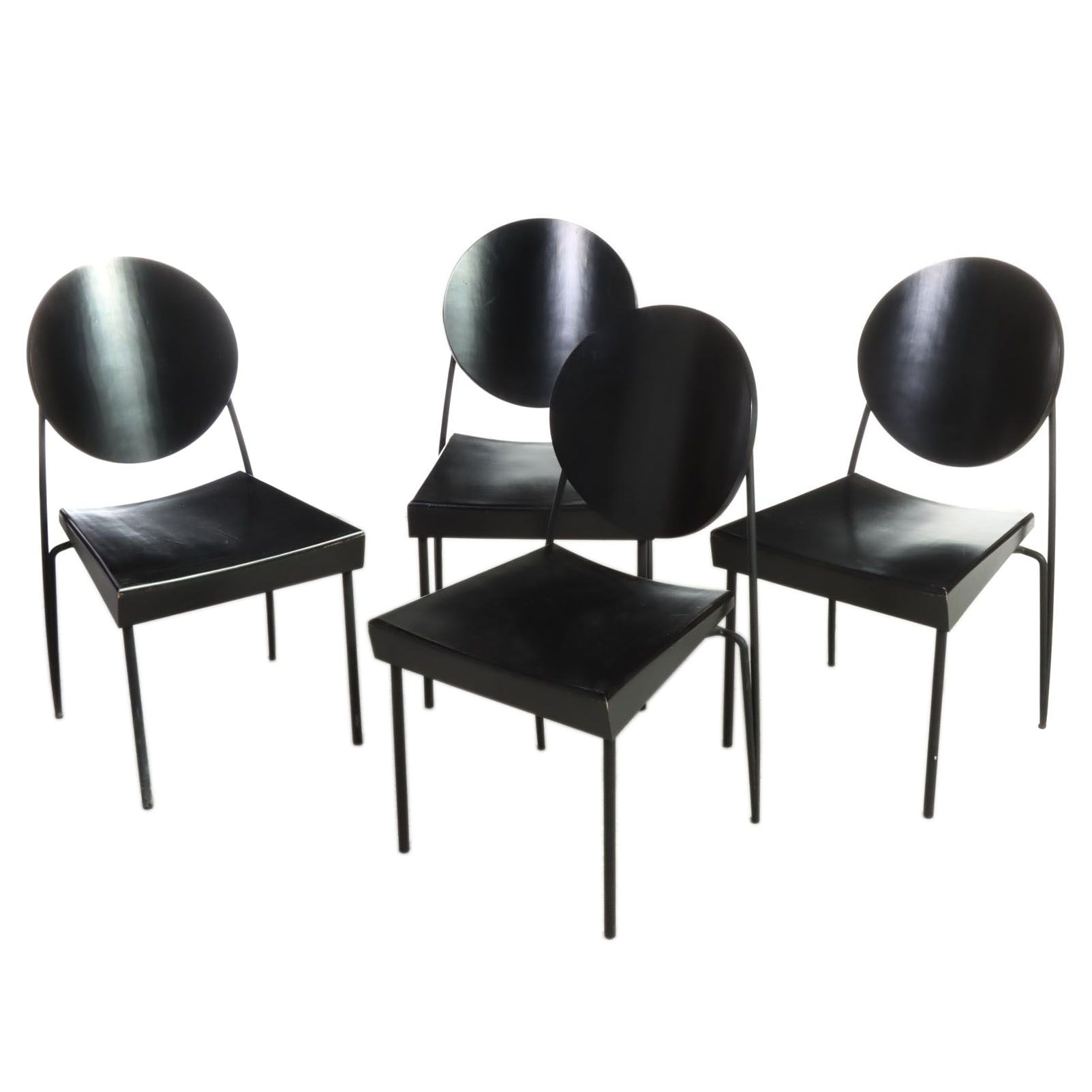 Four Dakota Jackson "`Vik-Ter" Wood and Metal Dining Chairs