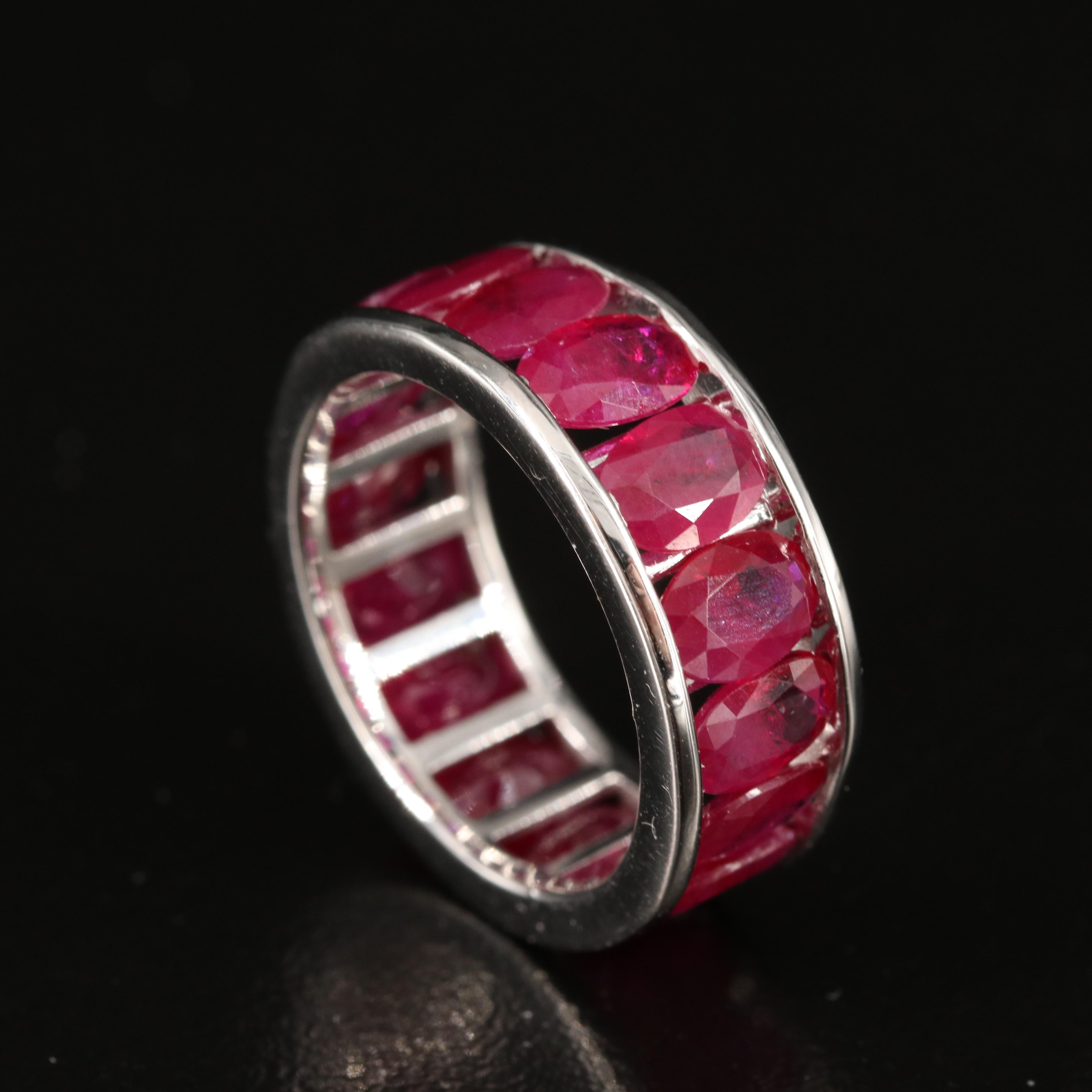 18K 7.89 CTW Burma Ruby Eternity Band with GIA Report