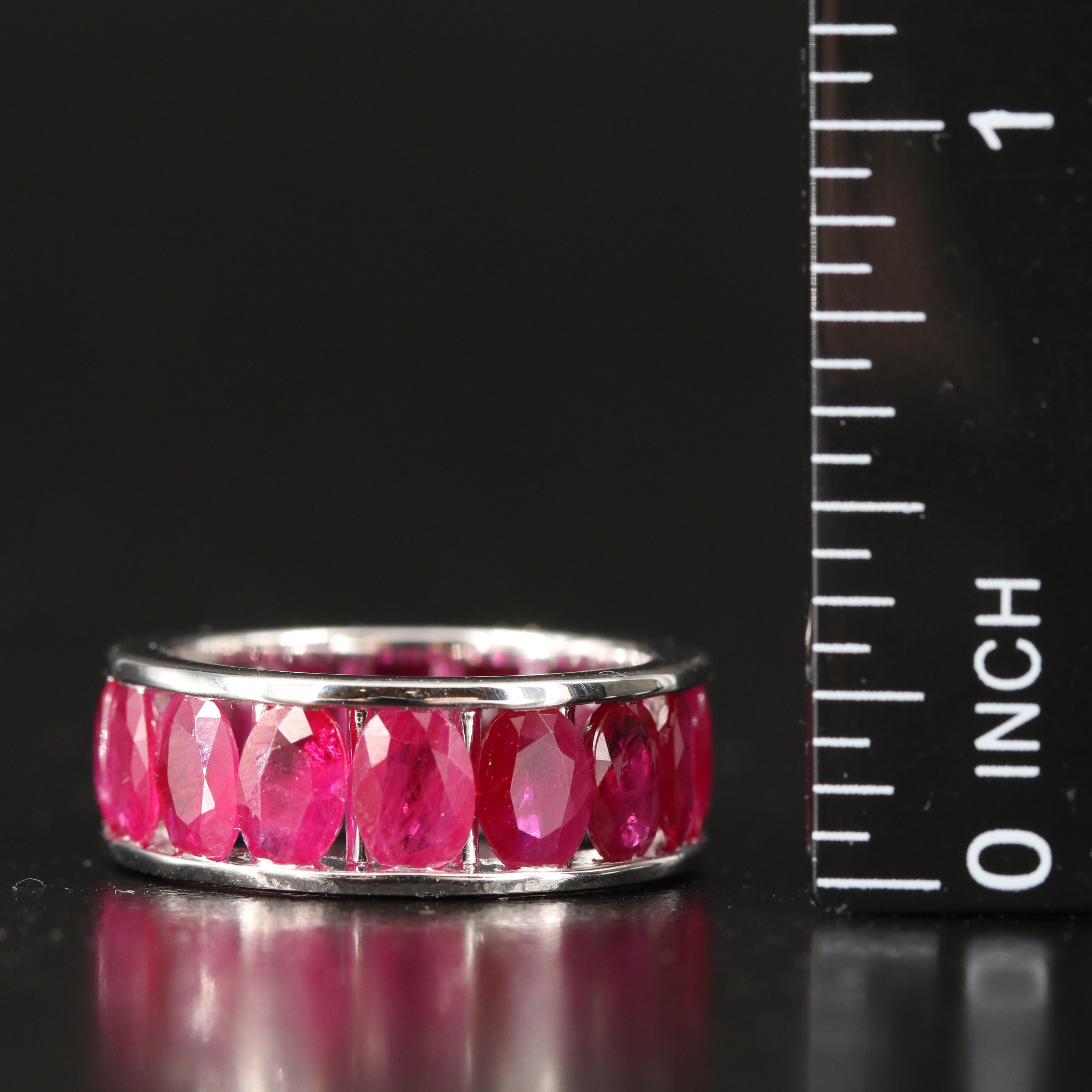 18K 7.89 CTW Burma Ruby Eternity Band with GIA Report