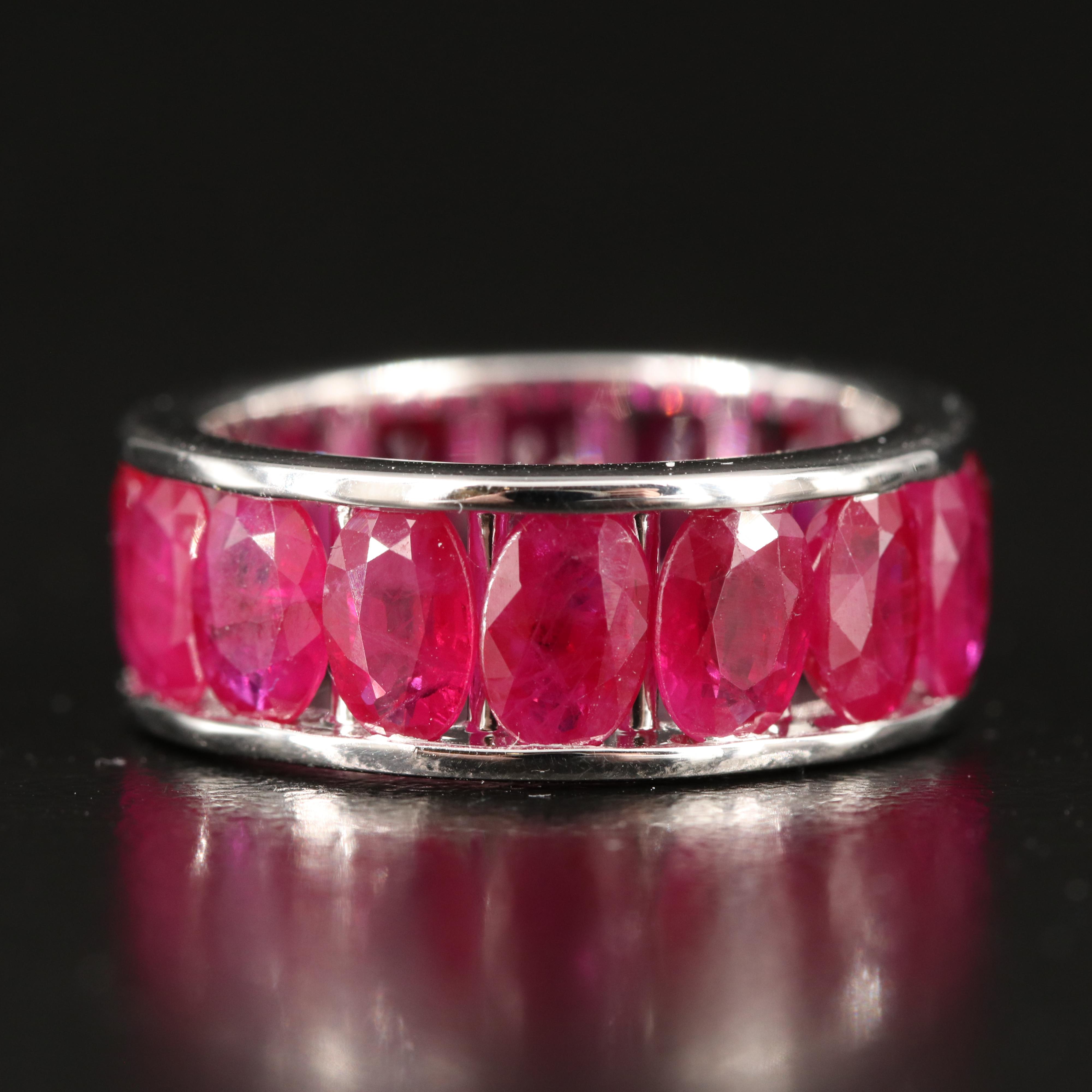 18K 7.89 CTW Burma Ruby Eternity Band with GIA Report