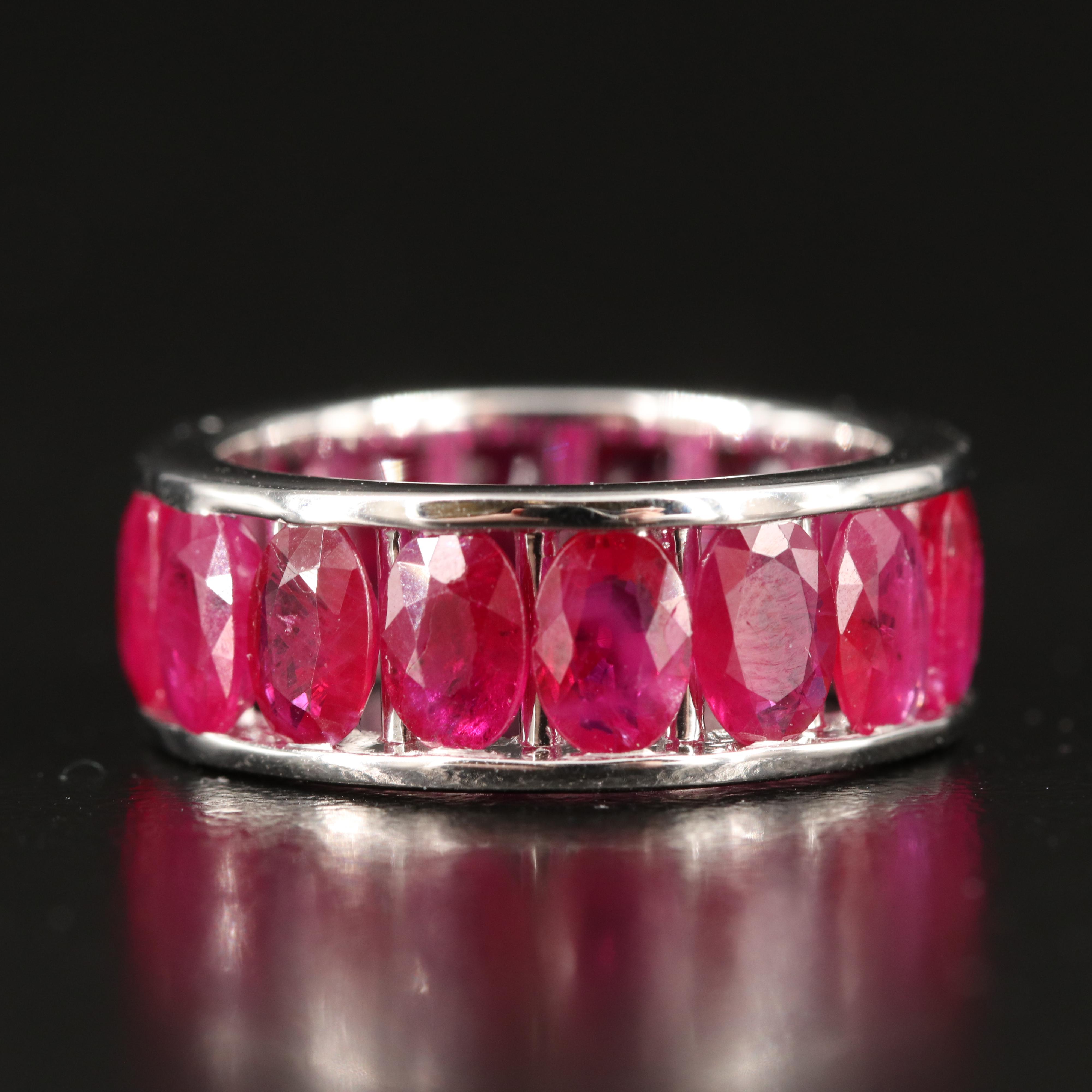 18K 7.89 CTW Burma Ruby Eternity Band with GIA Report