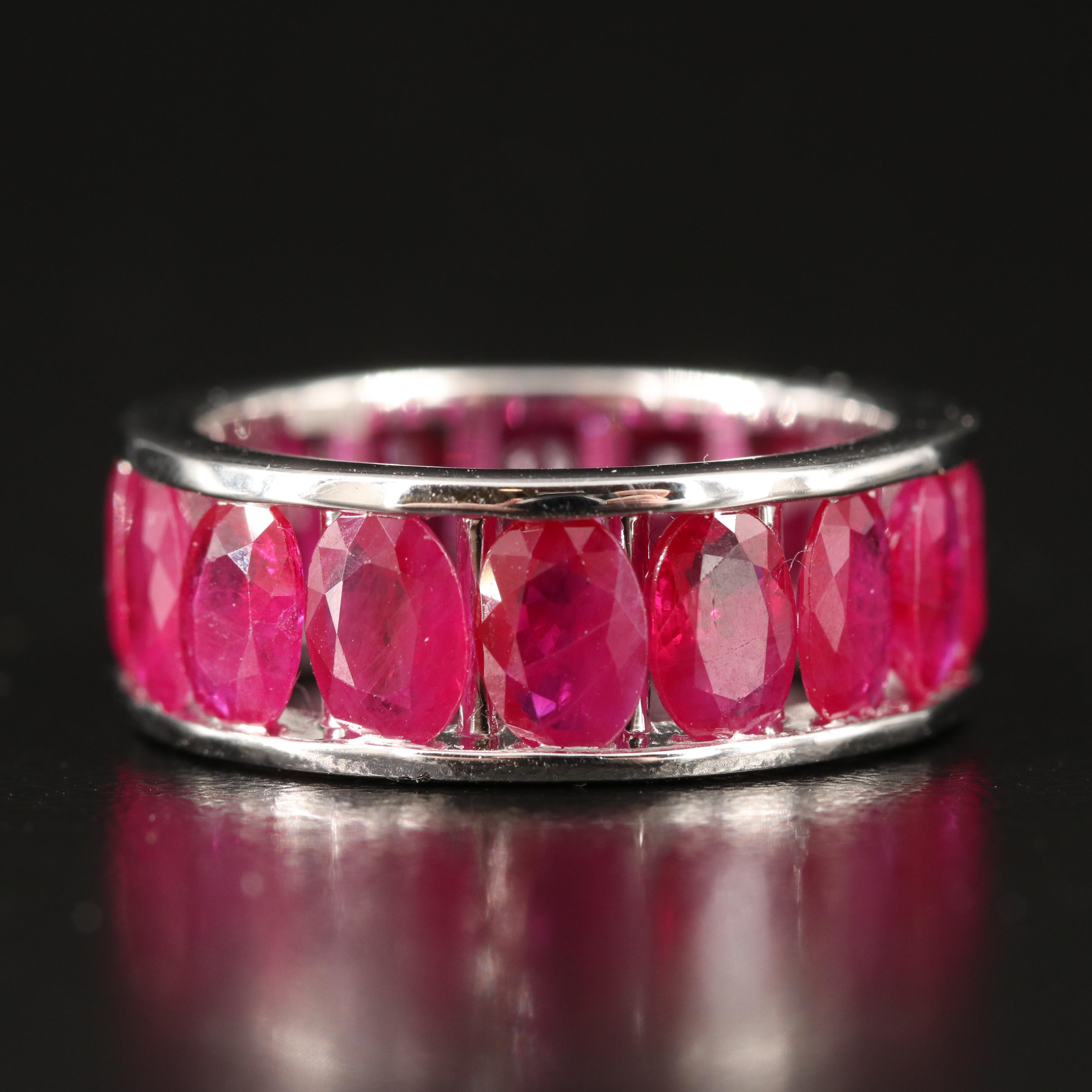 18K 7.89 CTW Burma Ruby Eternity Band with GIA Report