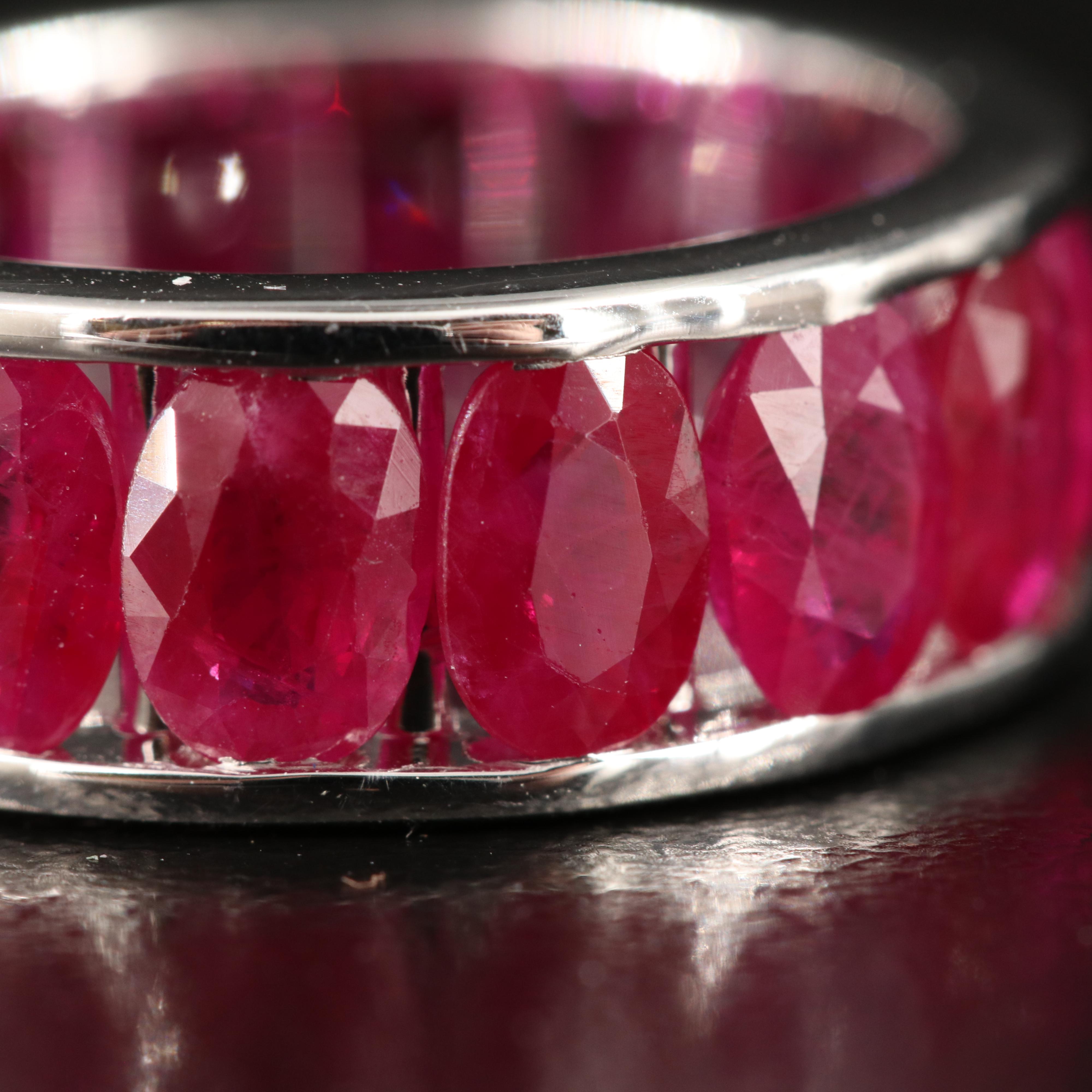 18K 7.89 CTW Burma Ruby Eternity Band with GIA Report