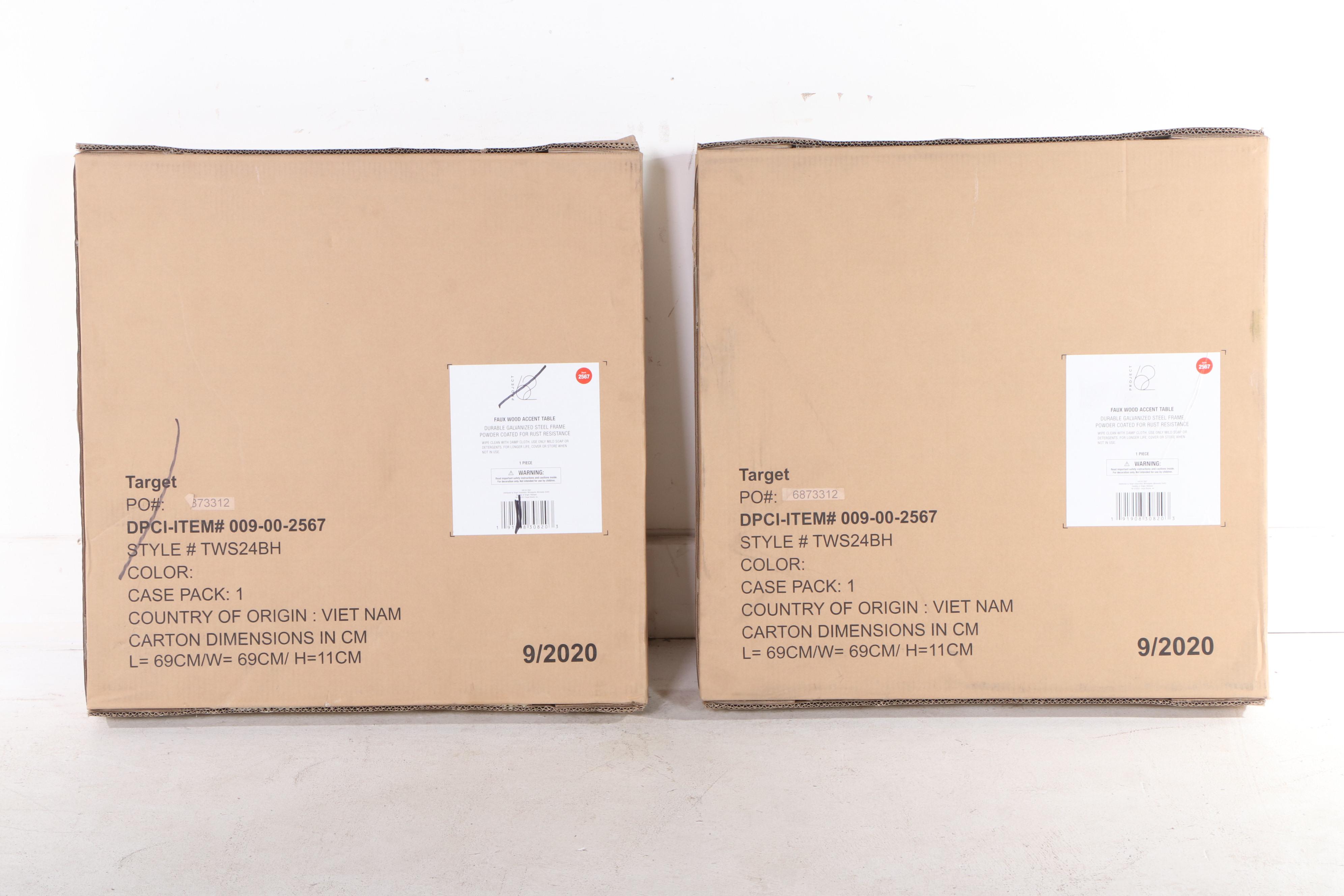 Pair of Project 62 Ariston Faux Wood and Galvanized Steel Patio Accent Tables