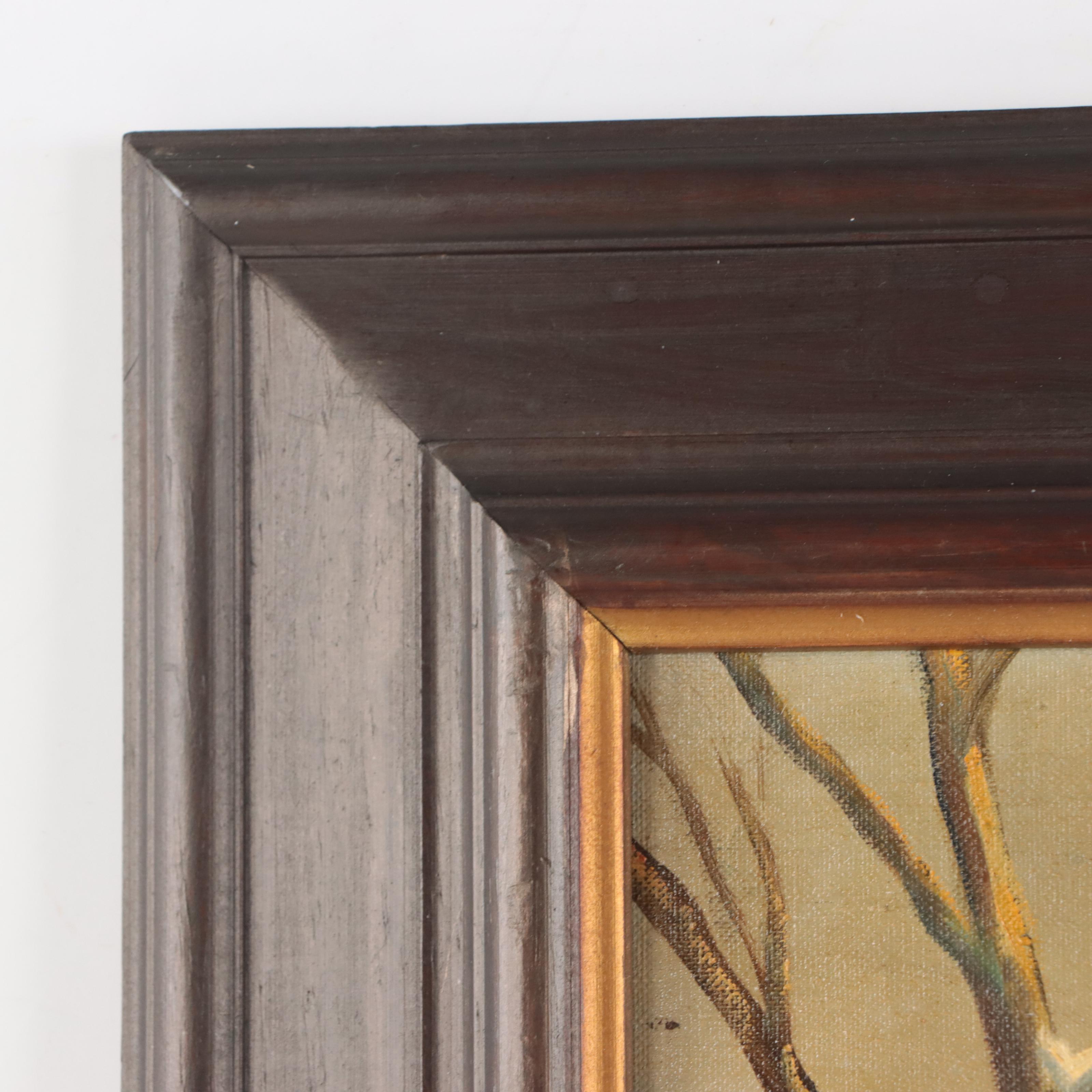 Robert Wood Winter Village Landscape Oil Painting, Mid-20th Century