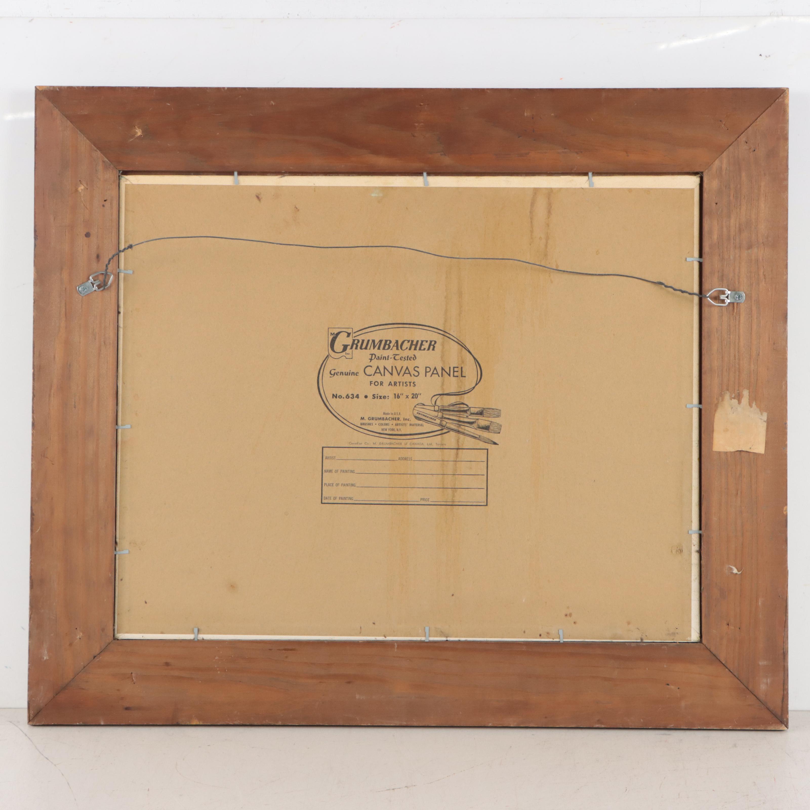 Robert Wood Winter Village Landscape Oil Painting, Mid-20th Century