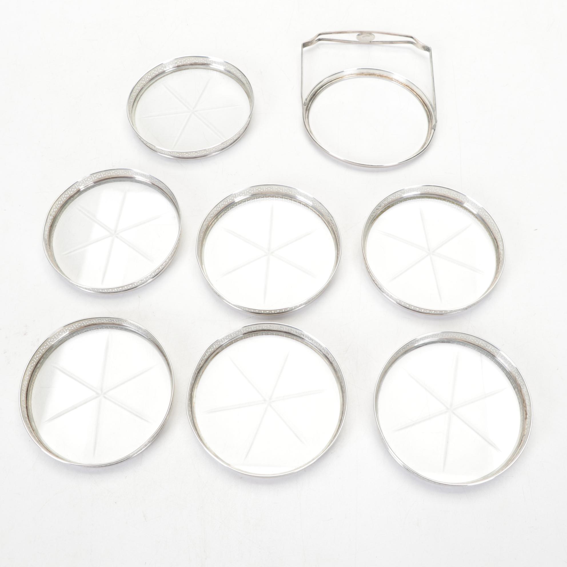 Webster Co. Sterling Rimmed Coasters with Other Tableware and Table Lighters