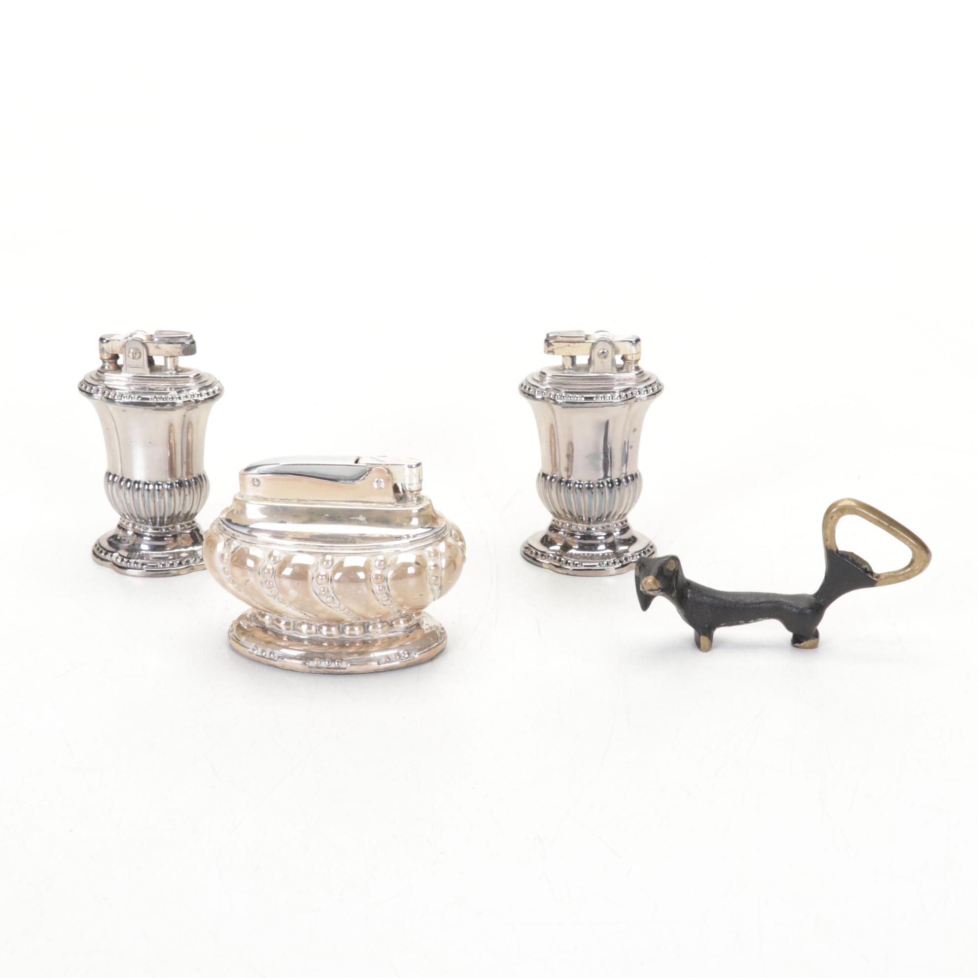 Webster Co. Sterling Rimmed Coasters with Other Tableware and Table Lighters