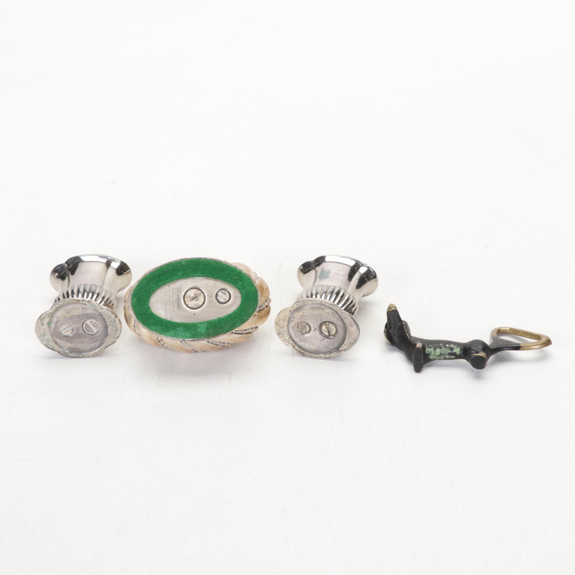 Webster Co. Sterling Rimmed Coasters with Other Tableware and Table Lighters