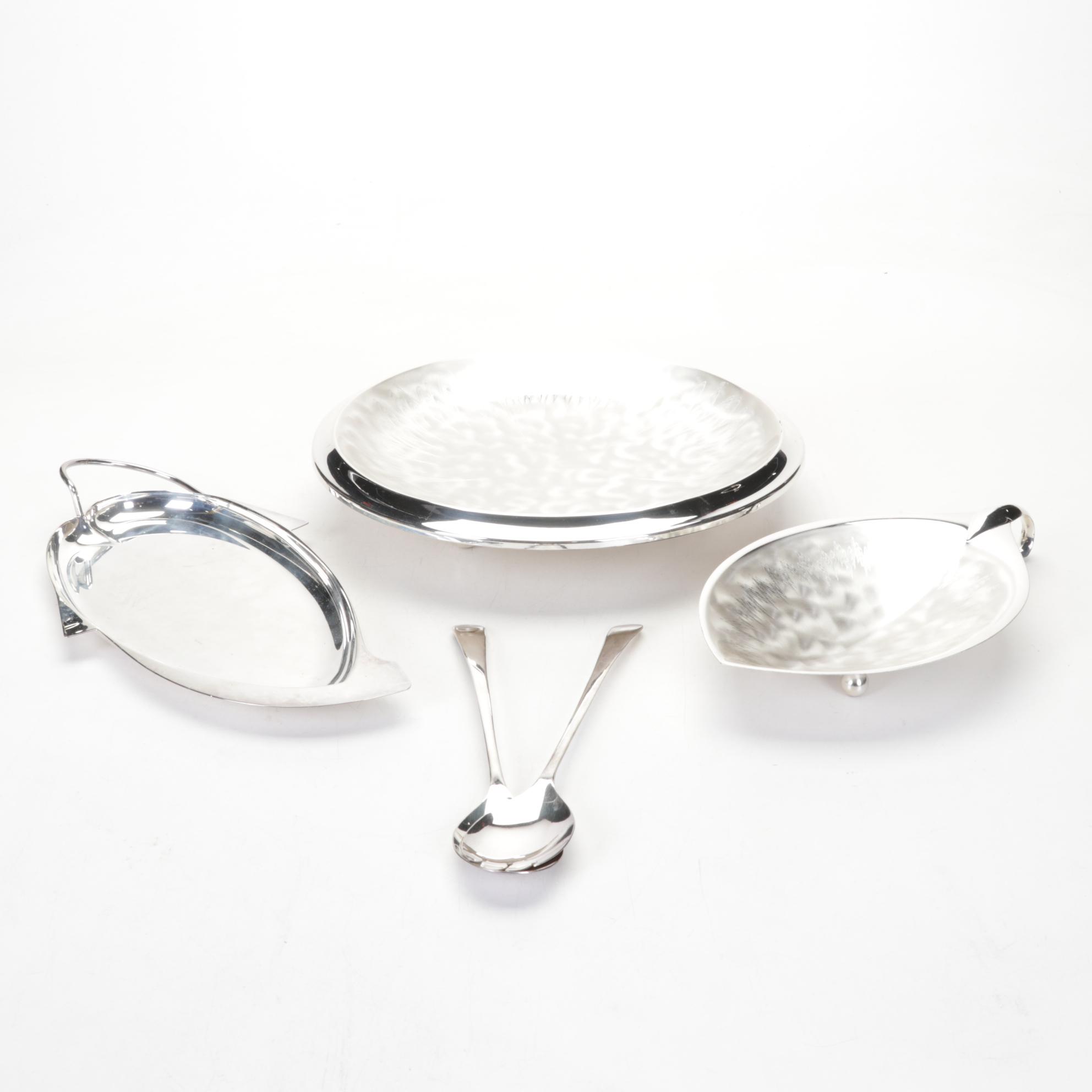 Webster Co. Sterling Rimmed Coasters with Other Tableware and Table Lighters