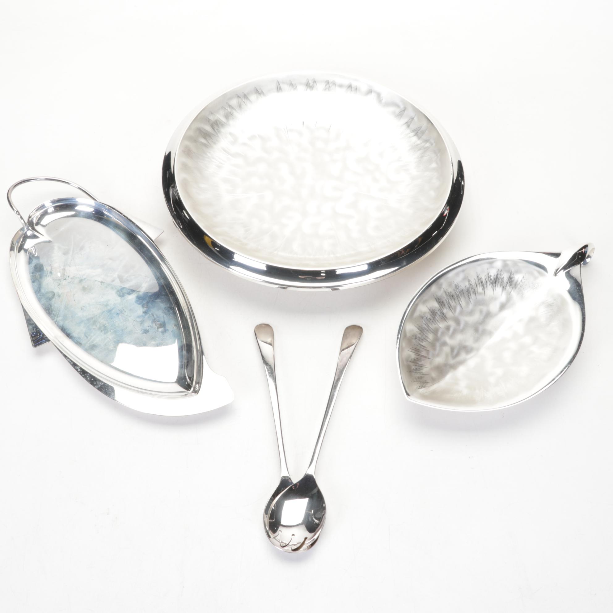 Webster Co. Sterling Rimmed Coasters with Other Tableware and Table Lighters