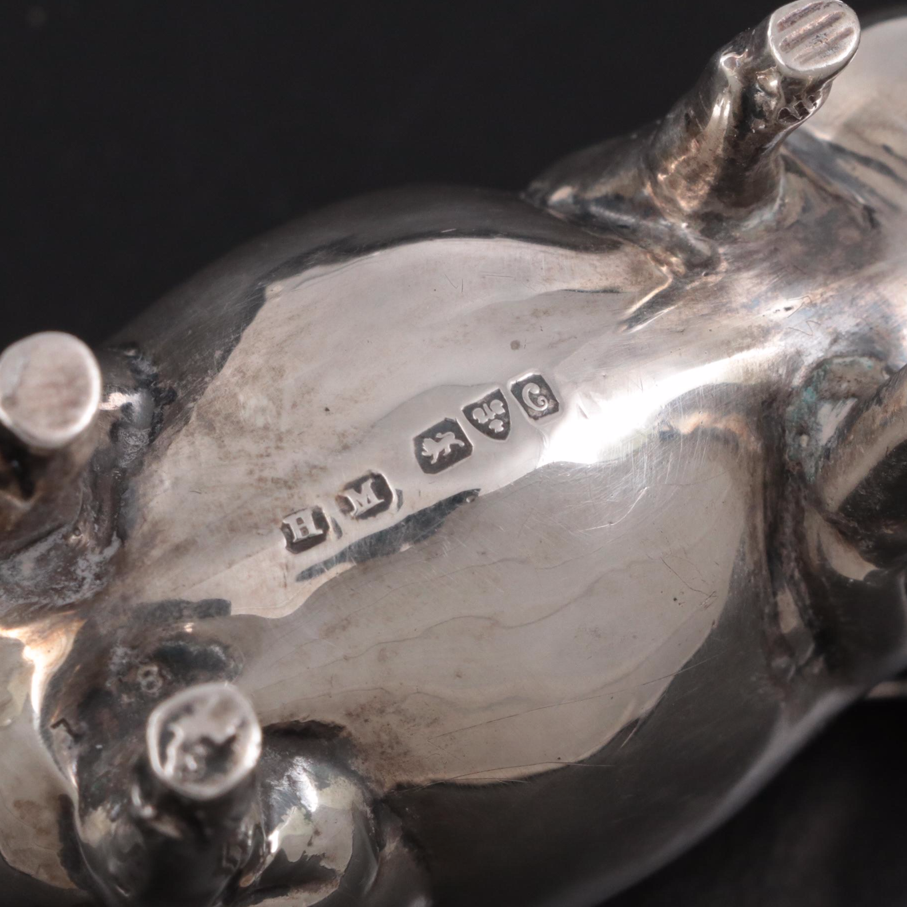 Henry Matthews Sterling Silver Pig Form Pin Cushion, 1903