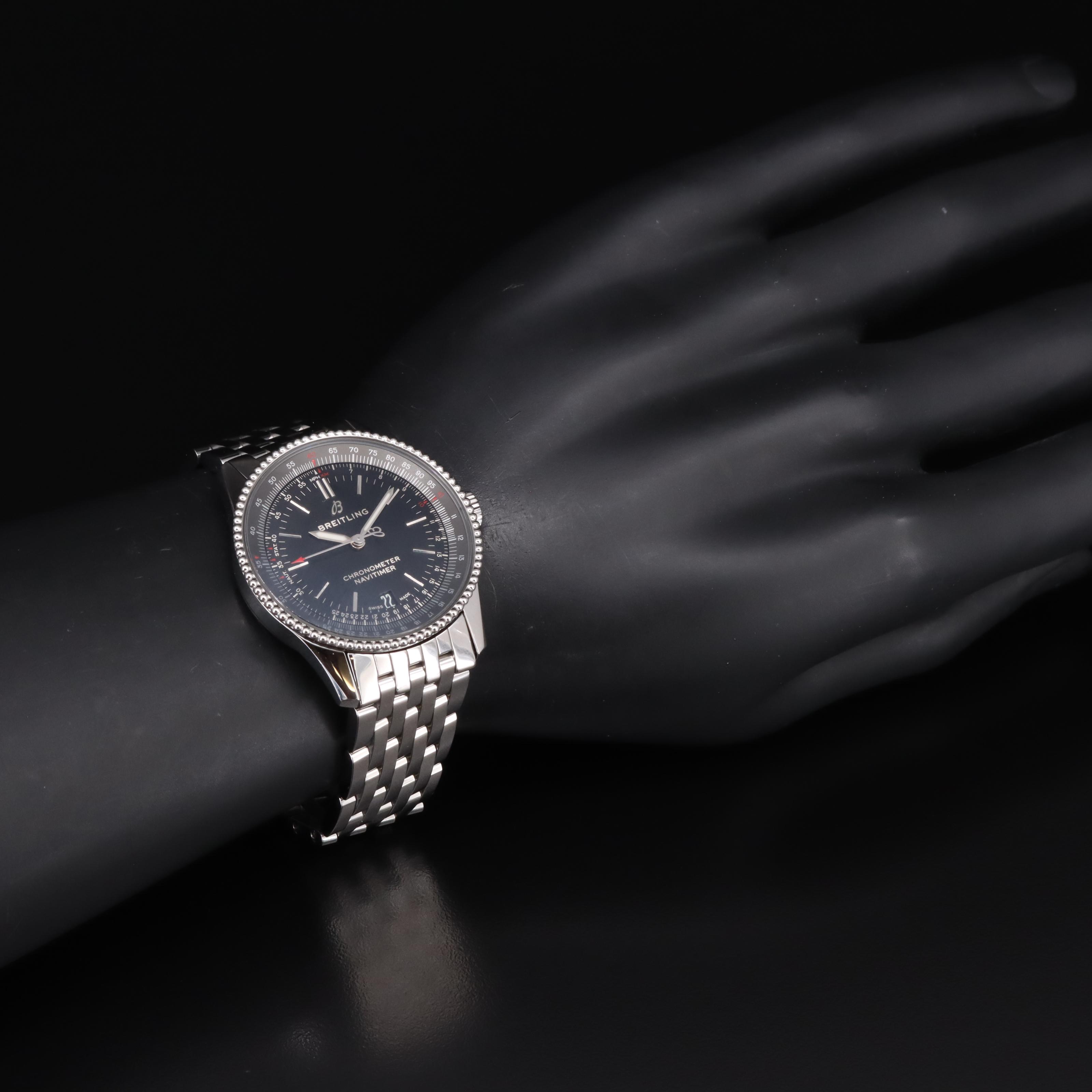 Breitling Navitimer 38 Black Dial Steel Automatic Watch